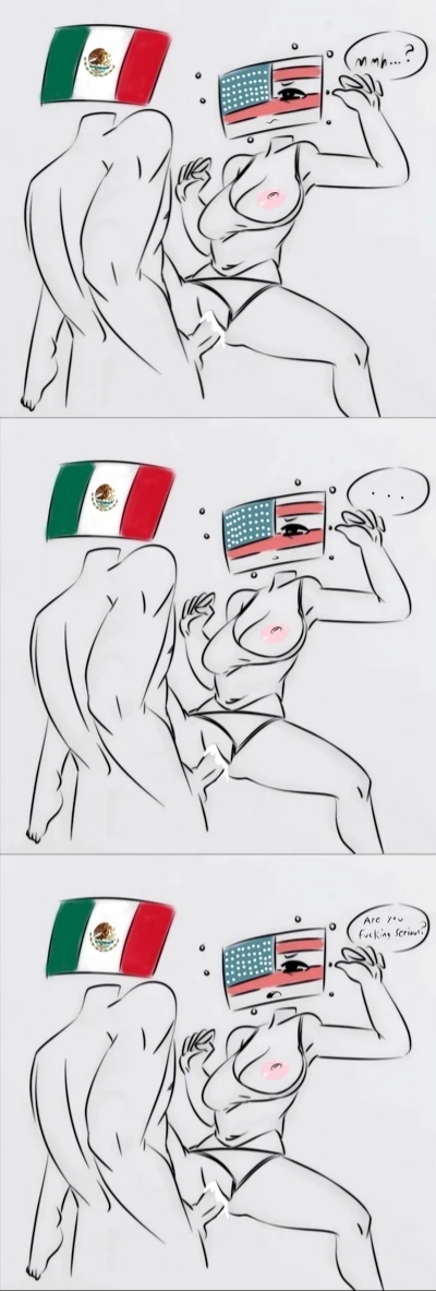 1girls, american flag, countryhumans, countryhumans girl, cum in pussy, english text, female, flawsy, mexico (countryhumans), panties aside, pussy, united states of america, united states of america (countryhumans)