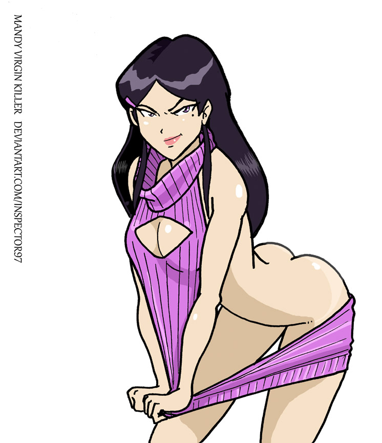 exposed_breasts inspector97 mandy_(totally_spies) mandy_walters sweater sweater_dress sweater_pull teasing totally_spies virgin_killer_sweater