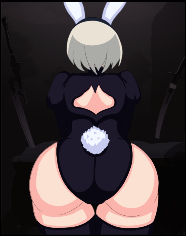 1girls ass ass_focus bent_over big_ass bunny_costume bunny_ear bunny_ears bunny_girl bunny_tail bunnygirl bunnysuit clothed exposed_ass female female_focus female_only fully_clothed leotard nier nier:_automata pov snugbyte solo tagme yorha_2b