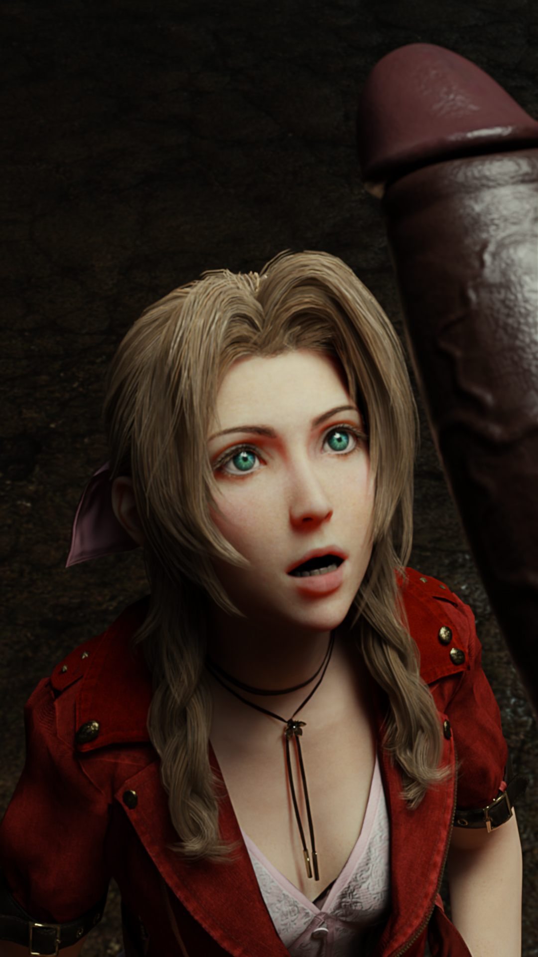 1boy, 1girls, 3d, aerith gainsborough, barret wallace, big penis, dark skin, dark-skinned male, female, final fantasy, final fantasy vii, final fantasy vii remake, interracial, ma boii, male, penis, square enix