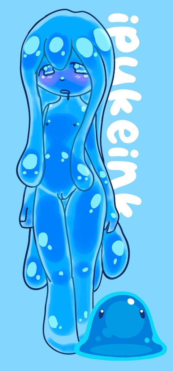 cute, female, flat chest, goo girl, ipukeink, long hair, no pubic hair, nude, nude female, puddle slime, slime girl, slime rancher