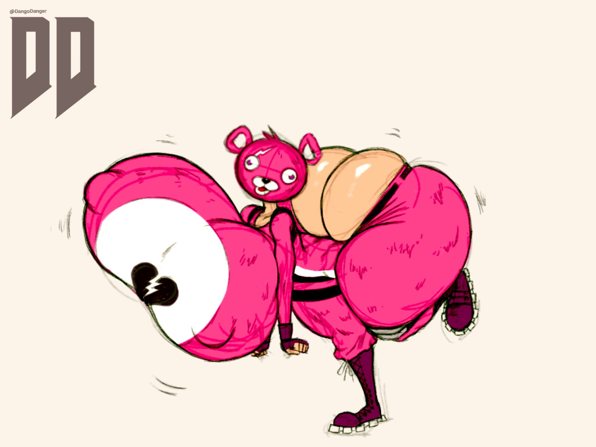 ass, ass cleavage, ass crack, bouncing breasts, breasts, butt crack, cuddle team leader, dango danger, female, female only, fortnite, hyper, hyper ass, hyper breasts, large breasts, looking at viewer