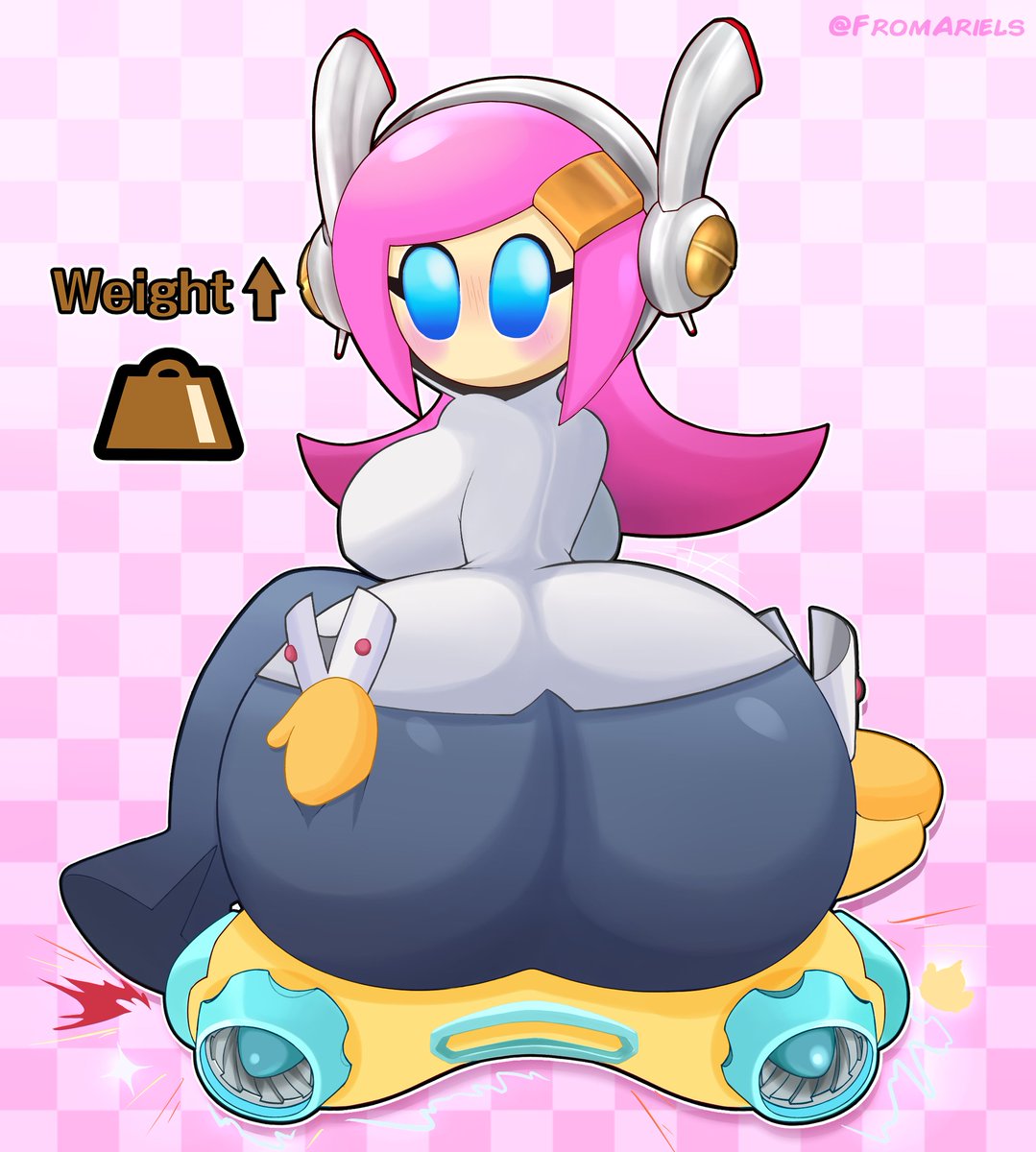1girls, 2025, ass, ass body, ass focus, big ass, big butt, blue eyes, bottom heavy, female, fromariels, hair, huge ass, huge butt, hyper ass, kirby (series), kirby air riders, star, susanna patrya haltmann, susie (kirby), susie is actually a heavyweight rider, thick ass, warp star, warp star (air ride machine), weights