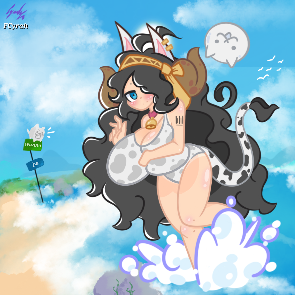 1girls 2021 alternate_breast_size animal_ears artist_signature background bare_arms bare_legs bare_shoulders beach big_ass big_breasts big_butt bimbo black_hair blue_eyes blue_swimsuit blush breast_grab breast_press breast_squeeze breasts cat_ears competition_school_swimsuit cow_bikini cow_girl cow_horns cow_print cow_tail cowbell detailed_background digital_media_(artwork) fcyrah female female_only huge_breasts kasli_the_scourge large_breasts long_hair looking_at_viewer one-piece_swimsuit pale-skinned_female pale_skin partially_clothed school_swimsuit signature solo solo_female standing tagme tan tan_body tan_skin tanline tanlines tanned the_battle_cats thick_thighs thighs twitter_username wide_hips