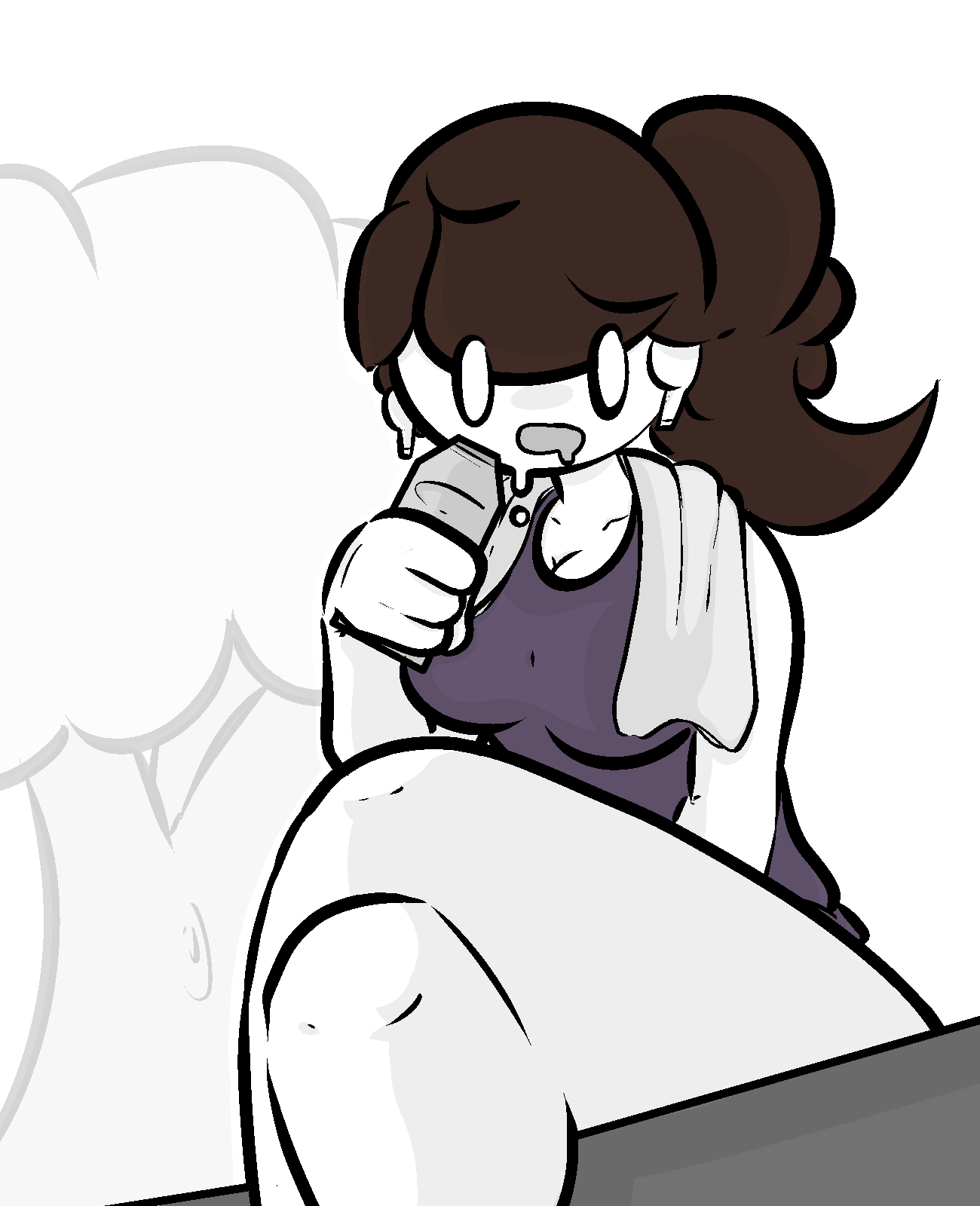 airpods big_breasts brown_hair clothed clothed_female comic female jaiden jaiden_animations jaidenanimations jogging jogging_suit park ponytail pureboiii sweat thighs white_skin youtube youtuber