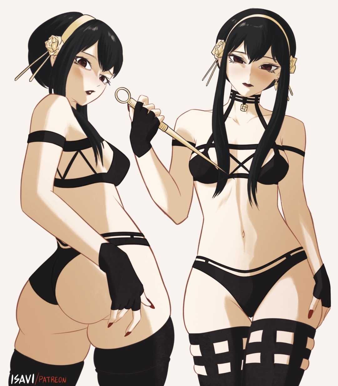 1girls, 2d, 2d (artwork), 2d artwork, adoptive mother, adult female, almost naked, almost nude, anime, anime character, anime milf, ass, ass cleavage, ass crack, ass grab, ass support, average breasts, back view, backboob, background, baddie, behind view, belly, belly button, bewitching thighs, black bra, black choker, black fingerless gloves, black fingernails, black gloves, black hair, black legwear, black lips, black lipstick, black nail polish, black nails, black panties, black stockings, black thigh highs, black thighhighs, black underwear, black-haired female, blank background, blank expression, blank eyes, blank stare, blush face, blushing, blushing at viewer, blushing female, bored, bored expression, bra, breasts, breasts apart, busty milf, butt, butt grab, child bearing hips, choker, cleavage, cloverworks, collarbone, cowboy shot, curvaceous, curvaceous body, curvaceous female, curvaceous figure, curvaceous hips, curvaceous thighs, curvy, curvy ass, curvy body, curvy female, curvy figure, curvy hips, curvy milf, curvy thighs, digital, digital art, digital drawing, digital drawing (artwork), digital media, digital media (artwork), drawing, earrings, elbows, emotionless, exposed, fanart, female, female focus, female only, female protagonist, fertile, fertile hips, fingerless gloves, fingernails, fingers, fit female, flushed, flushed face, fondling butt, from behind, from below view, from front, front view, gloves, gluteal fold, goth, goth mommy, grabbing ass, grabbing butt, grabbing own ass, grabbing own butt, groin, groping ass, groping butt, hair between eyes, hairband, hand on ass, hand on butt, hand on leg, hand on own ass, hand on own butt, hand on own leg, hand on own thigh, hand on thigh, head tilt, holding butt, hot milf, hourglass figure, inframammary fold, isavi, lascivious, lean figure, legwear, linea alba, lip gloss, lips, lipstick, long hair, looking at viewer, looking back, looking back at viewer, looking down, looking down at viewer, low angle view, low-angle shot, matching underwear, medium breasts, midriff, milf, mommy, monotone background, mostly nude, mother, multiple views, nail polish, nails, naked, naked female, naked woman, narrow waist, navel, nearly nude, neutral expression, nude, nude female, nudity, one color background, panties, plain background, portrait, posing, posing for the viewer, posing naked, posing nude, practically nude, rear view, red eyes, red-eyed female, shonen jump, shoulders, sideboob, sidelocks, skindentation, slender body, slender waist, slim female, slim waist, solid color background, solo, spy x family, standing, stockings, stomach, thick ass, thick butt, thick thighs, thigh gap, thigh highs, thighhighs, thighs, tilted head, top view, touching ass, touching butt, touching leg, touching thigh, underwear, upper body, view from below, viewed from behind, viewed from below, voluptuous milf, weapon, white background, wide hips, wit studio, yor briar, yor forger, young looking female, young milf, young woman and milf
