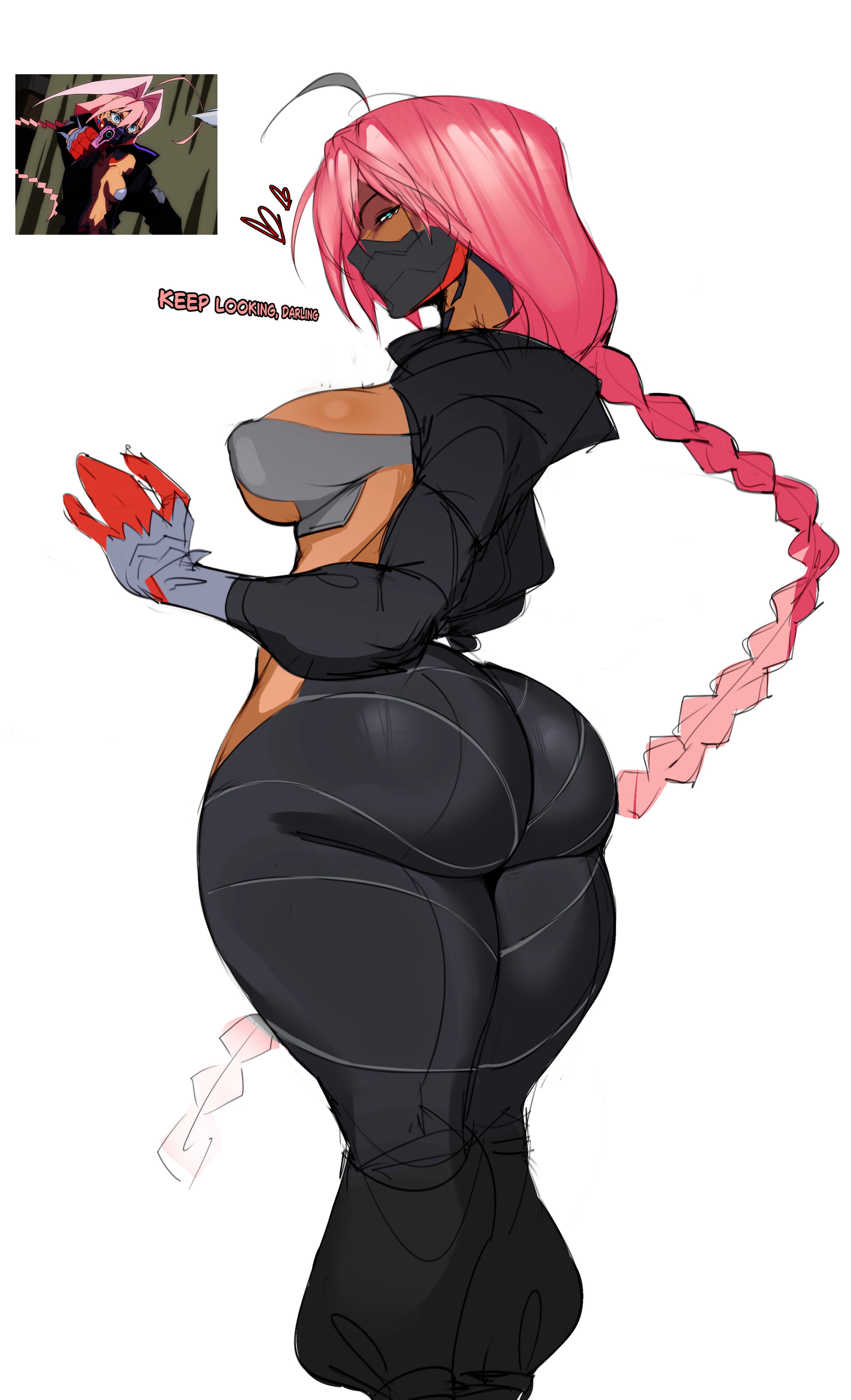 1girls, blue eyes, color, cyberpunk 2077, cyberpunk girl, cyberpunk: edgerunners, cyborg, cyborg girl, female, female focus, female only, hi res, huge ass, kjon1, long hair, looking at viewer, pink hair, slim waist, solo, solo female, tagme, talia yang, tan body, tan skin, thick thighs