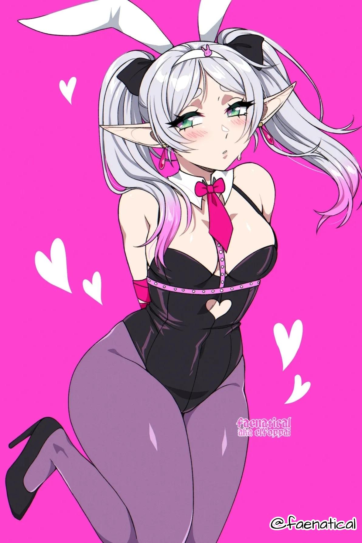 1girls, 2d, 2d (artwork), 2d artwork, adult, adult female, alternate body type, alternate breast size, alternate breast size (larger), alternative breast size, anime, anime character, arm behind back, background, big boobs, big breasts, black bunnysuit, black footwear, black high heels, black leotard, black shoes, black topwear, blush face, blush lines, blushing, blushing at viewer, blushing female, blushing lines, bowtie, breasts, bunny costume, bunny ears, bunnygirl, bunnygirl outfit, bunnysuit, busty, busty female, busty girl, cleavage, collar, curvaceous, curvaceous body, curvaceous female, curvaceous figure, curvaceous hips, curvaceous thighs, curvy, curvy body, curvy female, curvy figure, curvy hips, curvy thighs, different breast sizes, digital, digital art, digital drawing, digital drawing (artwork), digital media, digital media (artwork), drawing, earrings, elf, elf ear, elf ears, elf female, elf girl, faenatical, fanart, female, female focus, female only, female protagonist, flushed, flushed face, footwear, frieren, gilf, grandma, granny, green eyes, green-eyed female, grey legwear, grey pantyhose, grey stockings, grey tights, groin, hand behind back, high heels, hourglass figure, inframammary fold, inguinal crease, inguinal ligament, large boobs, large breasts, lean figure, legs closed, legs together, legwear, leotard, long hair, looking at viewer, madhouse, mature, mature female, mature woman, monotone background, narrow waist, necktie, old female, one color background, pantyhose, parted bangs, pink background, pink bowtie, pink necktie, plain background, pointy ears, portrait, rabbit hole (vocaloid), shoes, shoulders, slender body, slender waist, slim female, slim waist, solid color background, solo, sousou no frieren, stockings, thick thighs, thighs, thighs together, tights, topwear, white bunny ears, white collar, white hair, white hairband, white-haired female, wide hips, woman