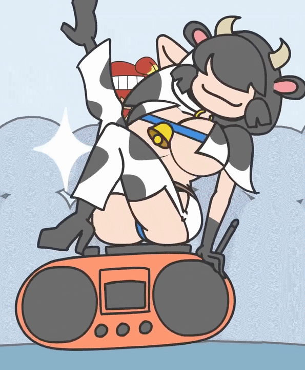 animated animated_gif aqua_hair ass boots bouncing bouncing_ass bouncing_breasts bovine breasts clothed collar cow cow_(mario) cow_ears cow_girl cow_horns cow_print cowbell cowgirl cowprint_bikini cowprint_thighhighs edit elbow_gloves female gloves hair_over_eyes hand_behind_head high_heel_boots high_heels horns huge_breasts legs legs_up mario mario_(series) mario_kart mario_kart_world memoji minus8 moo_moo_(mario) moo_moo_meadows_cow pinup smile stereo thighhighs thighs thong underass underboob