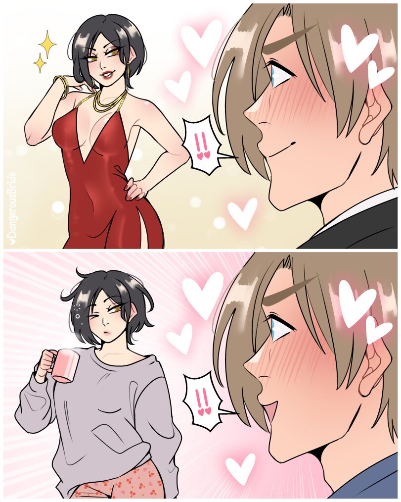 ada wong, asian female, dangerousbride, leon scott kennedy, light-skinned female, light-skinned male, resident evil, romantic, romantic couple, tagme, wholesome