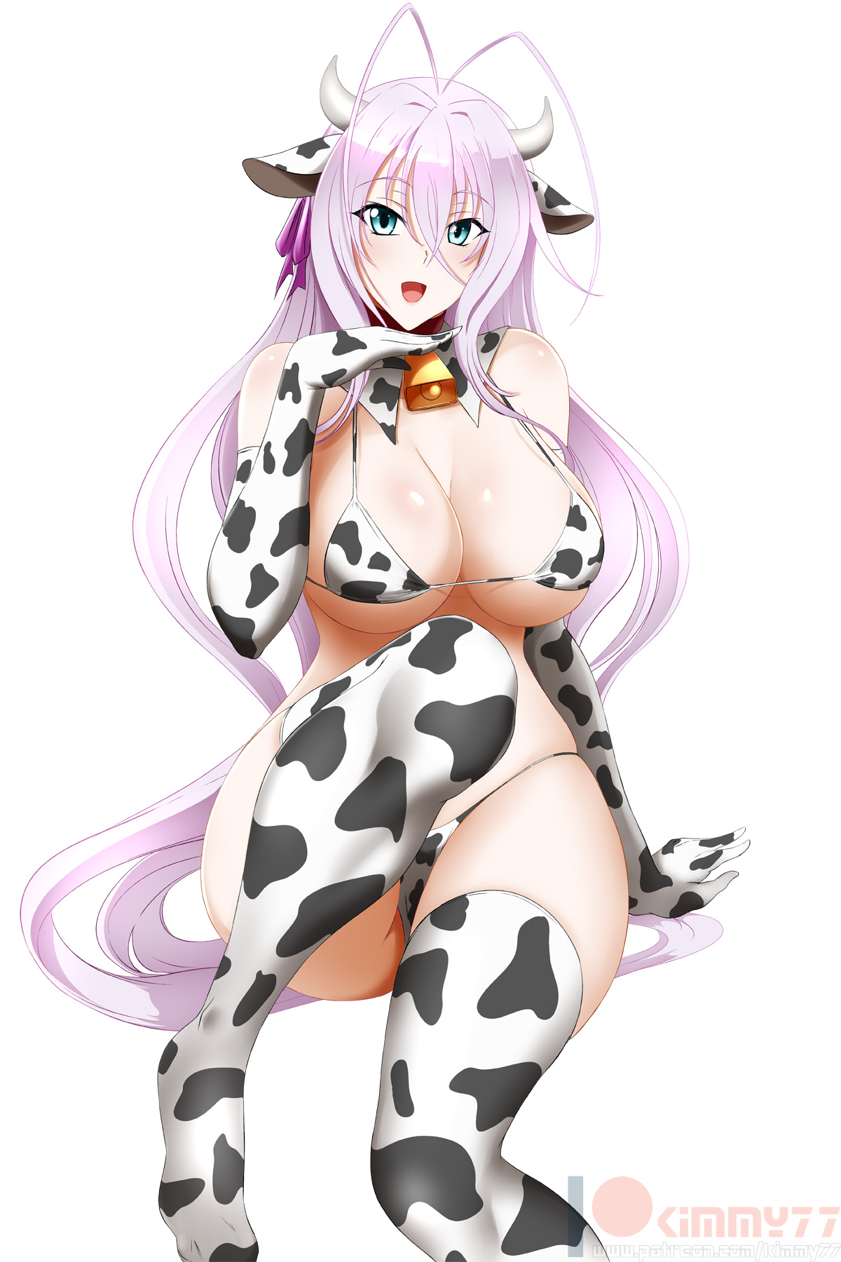 1girls, big breasts, breasts, cow girl, cow print, female, female only, high school dxd, kimmy77, large breasts, looking at viewer, rossweisse, solo