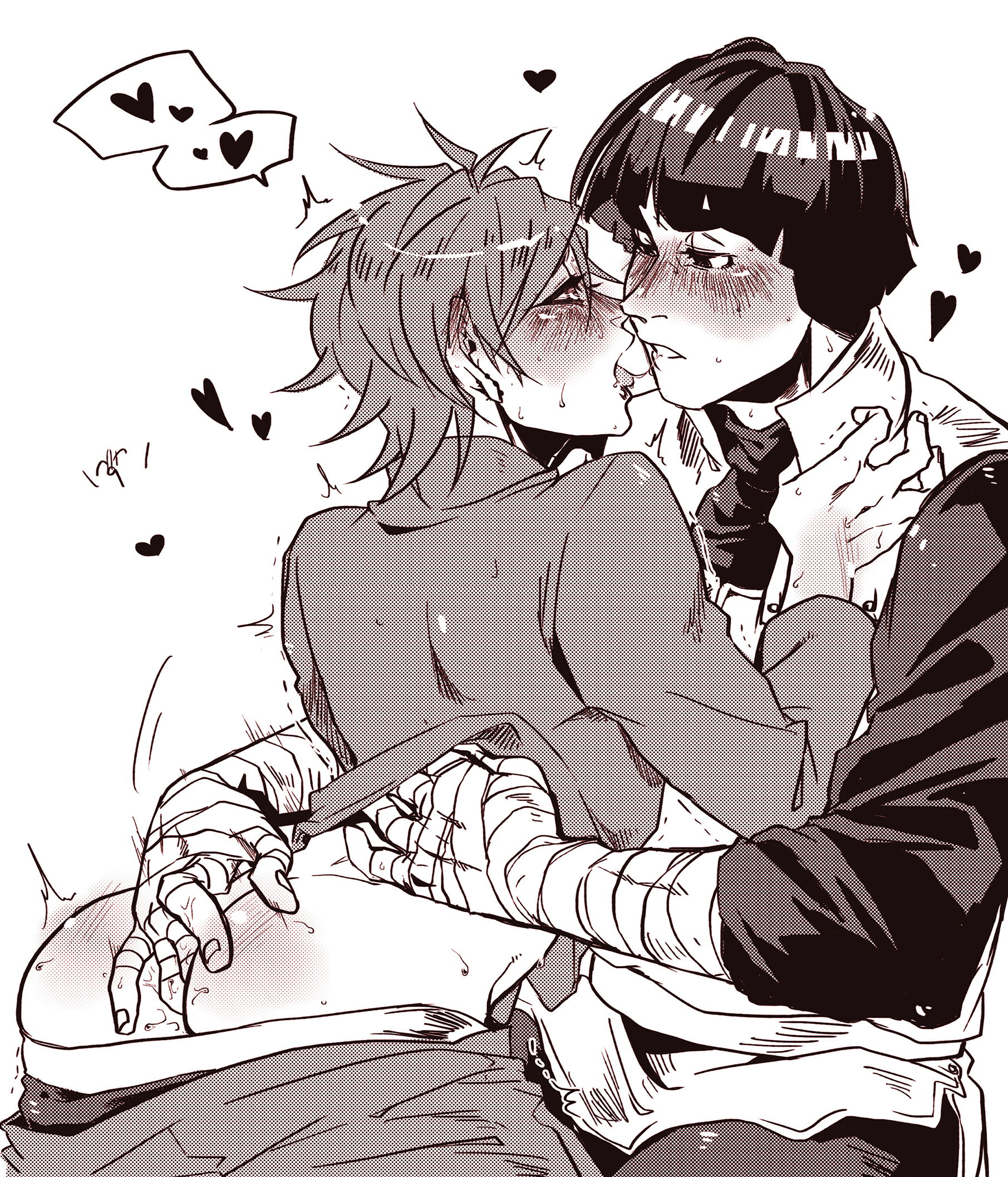 2boys, after kiss, anal fingering, anal juice, ass, ass juice, bandage, bandaged arm, blue eyes, blush, boruto: naruto next generations, bowl cut, clothed, clothed sex, clothing, femboy, fingering, french kiss, french kissing, fully clothed, gaara, gay, hikanon, jacket, looking at partner, male, male only, male/male, monochrome, naruto, naruto (series), naruto shippuden, naruto: the last, no panties, open mouth, pants down, rock lee, romantic, saliva, saliva string, sex, shirt lift, shirt up, tongue, tongue out, twink, yaoi