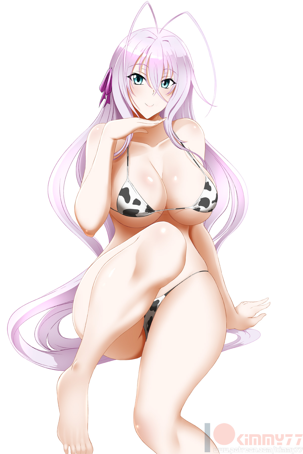 1girls, big breasts, breasts, cow print, female, female only, high school dxd, kimmy77, large breasts, looking at viewer, rossweisse, solo