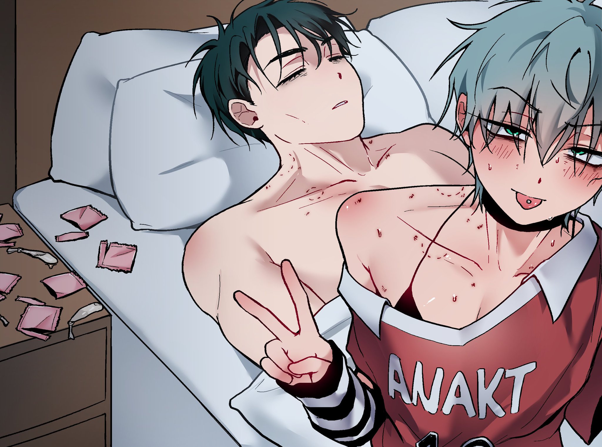 after sex, alien stage, bikini, bite mark, condoms, emo, exhausted male, gay, hickey, ivan (alien stage), teasing, till (alien stage), yaoi