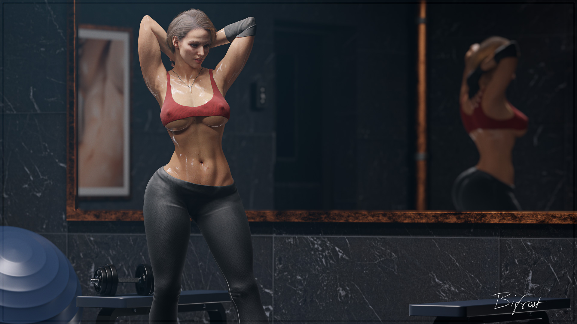 3d, abs, athletic, athletic female, bifrost3d, breasts, busty, capcom, female, female only, hourglass figure, jill valentine, jill valentine (sasha zotova), muscular, muscular female, resident evil, resident evil 3, resident evil 3 remake, tagme, wide hips