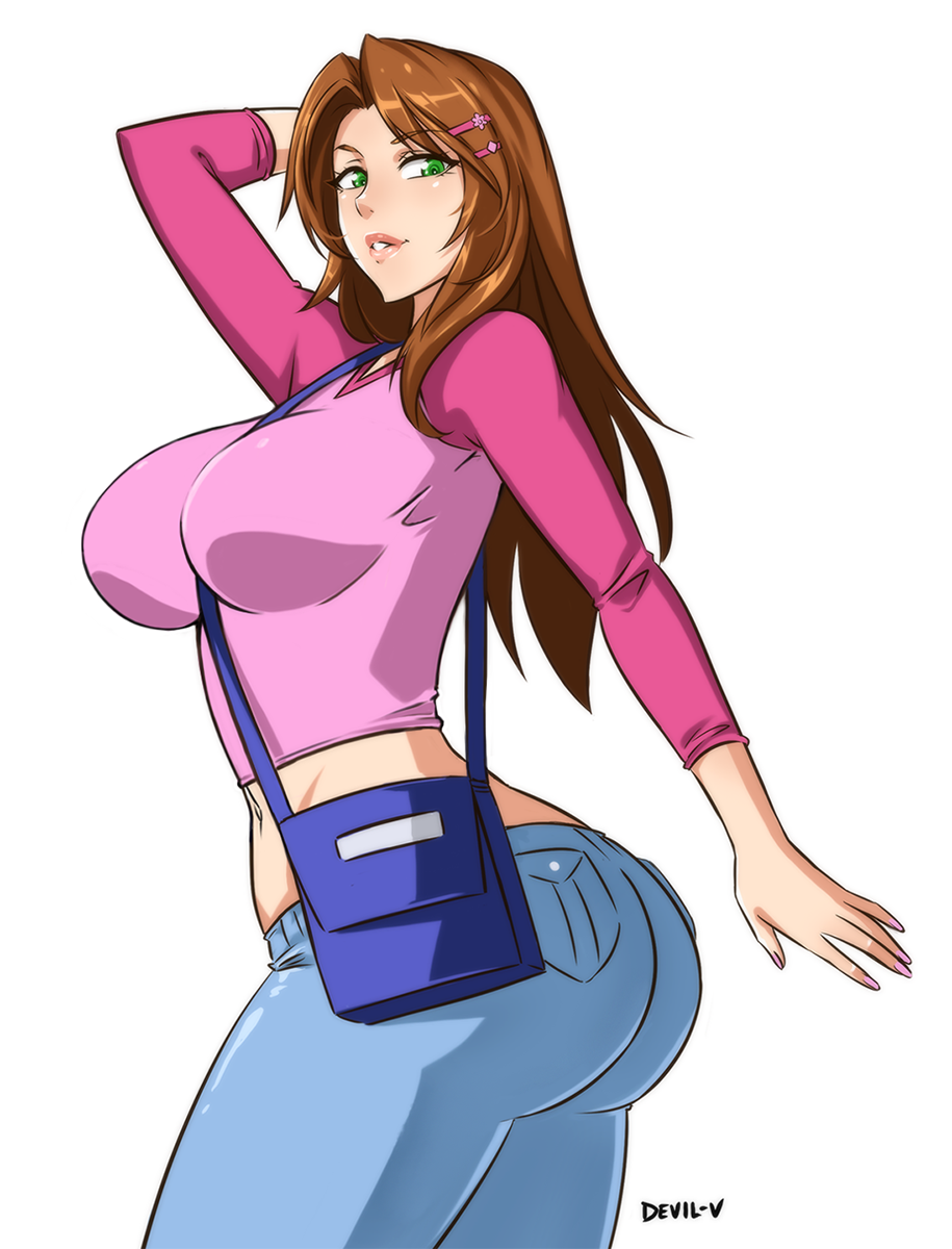 1girls aged_up ass bare_midriff big_ass big_breasts big_butt breasts brown_hair butt devil-v diana_lombard fully_clothed green_eyes long_hair martin_mystery solo solo_female source_request tagme thick thick_thighs tight_clothing