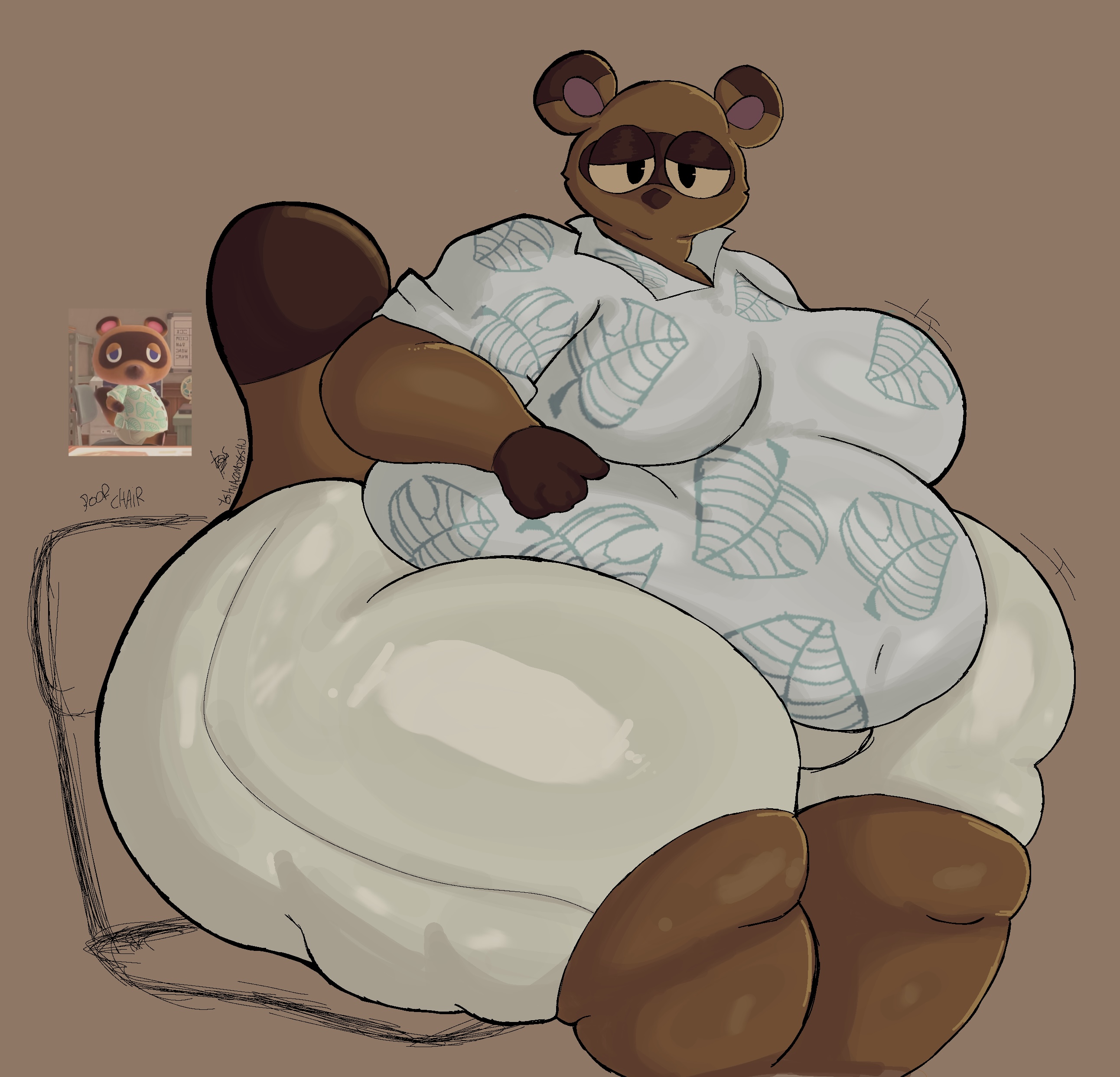 , animal crossing, anthro, artist name, big breasts, bottomless, bubble ass, chubby, chubby anthro, chubby ass, chubby cheeks, daddy, erection, fat ass, fat ass cheeks, fat breasts, fat butt, fat male, huge ass, huge breasts, huge butt, hyper breasts, hyper thighs, male only, massive ass, massive asscheeks, nintendo, obese, obese anthro, obese male, oldman, shirt, shorts, sitting, tanuki, tanuki humanoid, thicc, thick ass, thick thighs, thighhighs, tom nook, wide hips, wide thighs, yoshuacomoyoshu