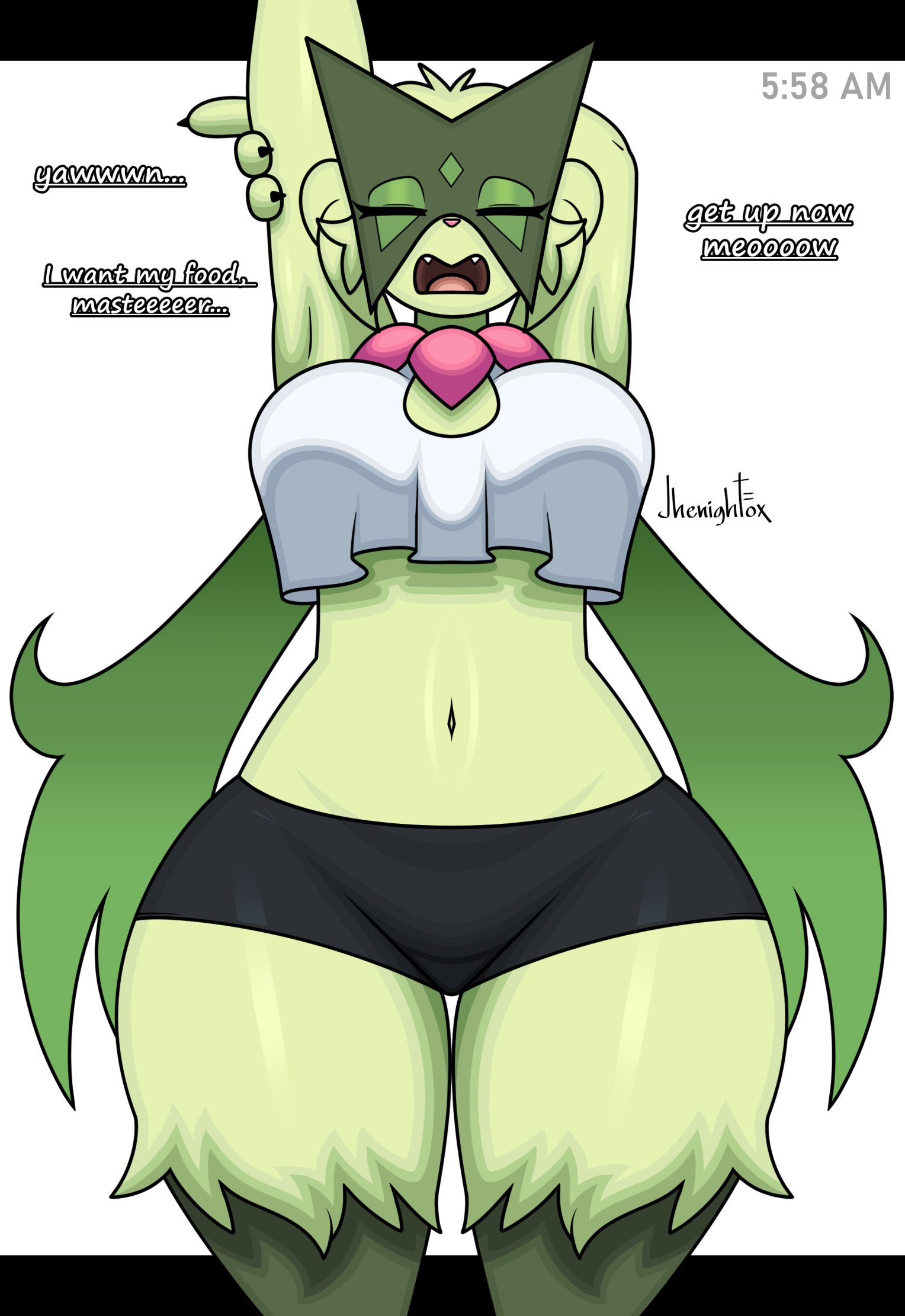 2026, big breasts, breasts, cleavage, female, furry, huge breasts, jhenightfox, meow, meowscarada, owo, pokemon, pokemon (species), tagme, thick thighs, wide hips