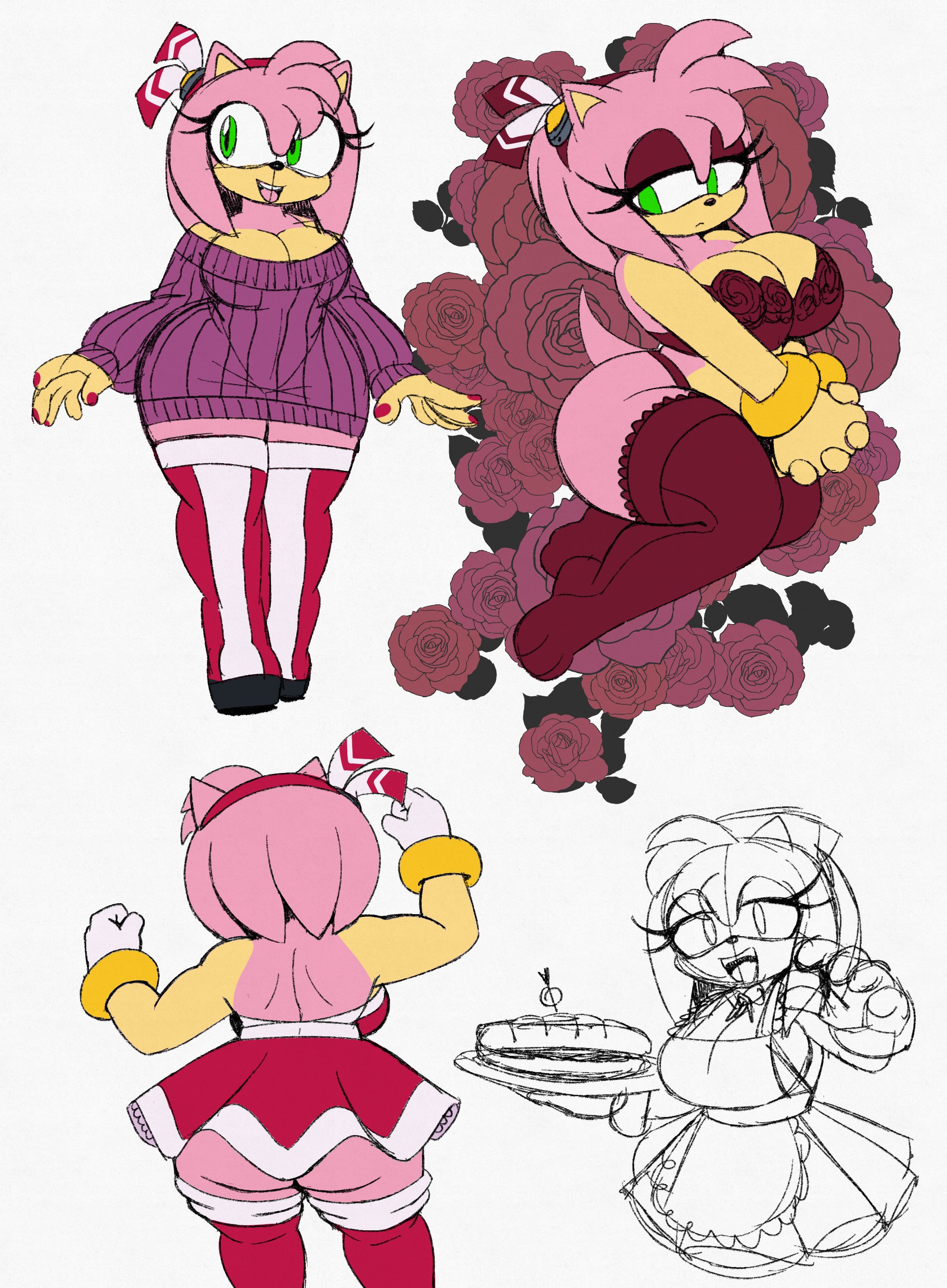 amy rose, omegasunburst, sonic (series), voluptuous female