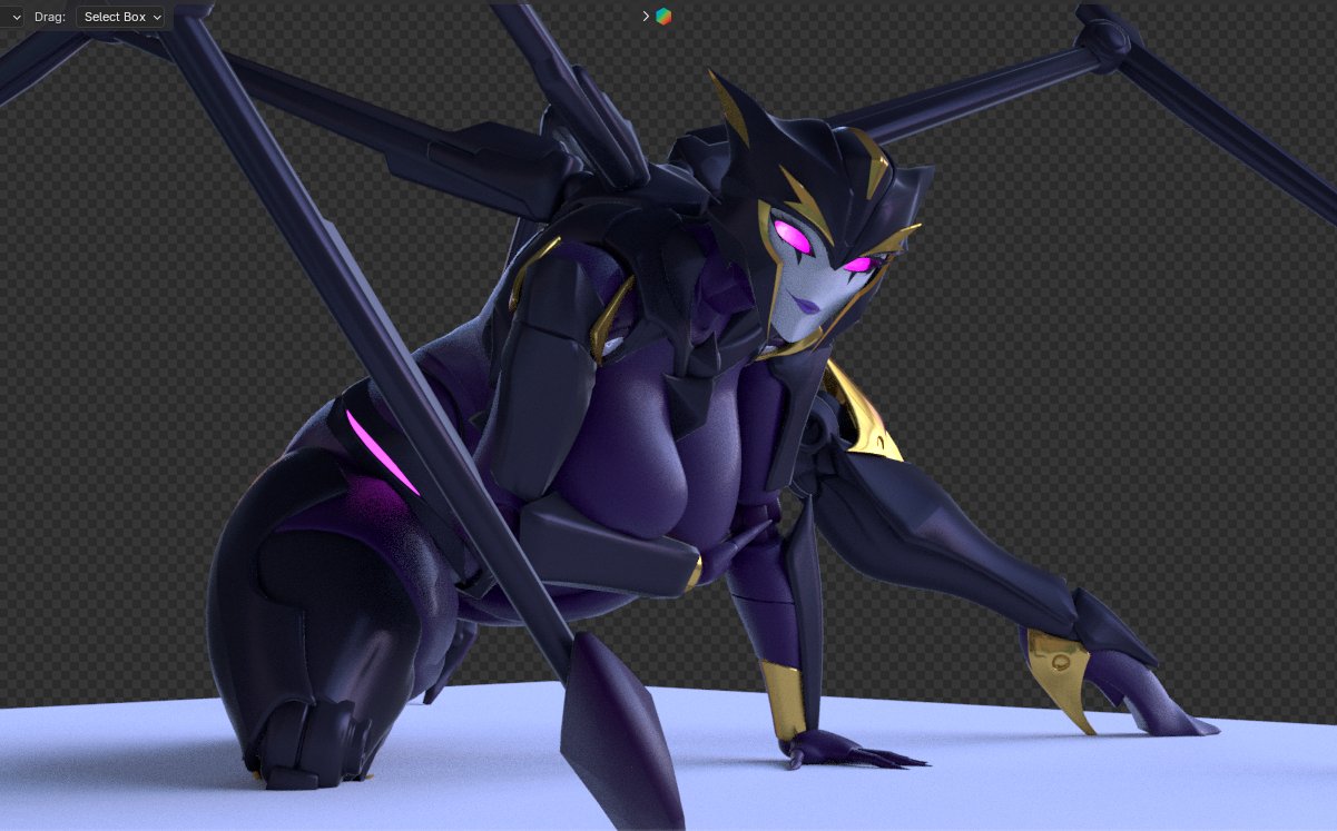 1girls, 3d, airachnid, alien, alien girl, big breasts, bonzai3d, breasts, cleavage, covering breasts, dividebyzero, female, high heels, huge breasts, mature female, no nose, purple eyes, robot, robot girl, solo, tagme, thick thighs, transformers, transformers prime, wide hips