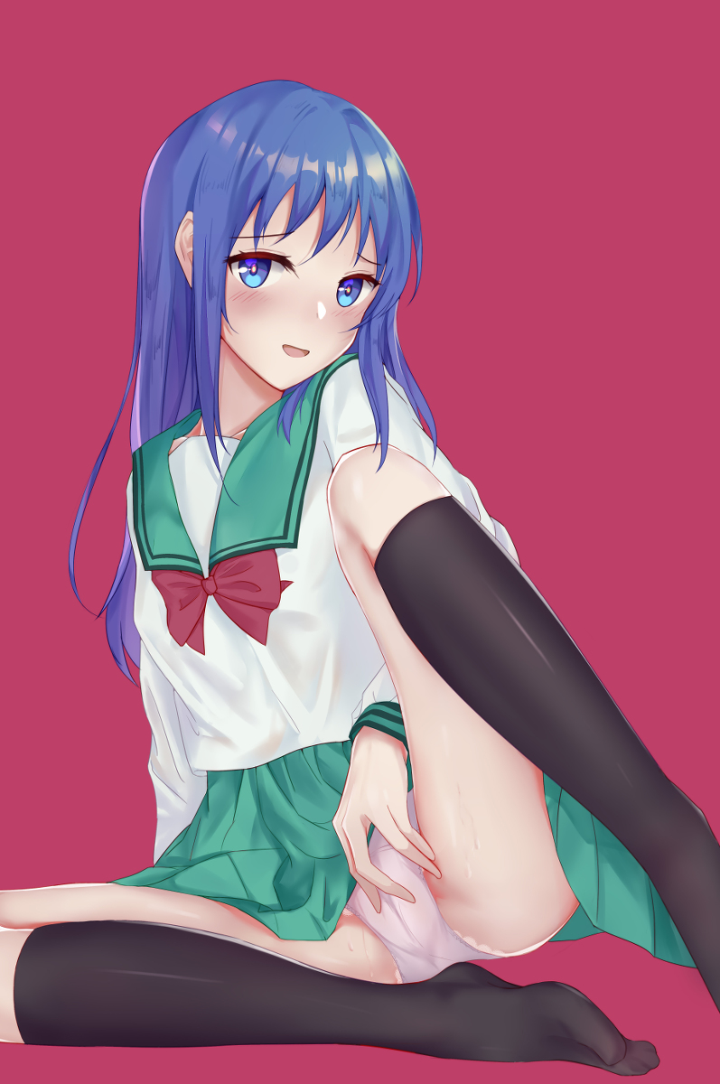 1girls bedroom_eyes blue_eyes blue_hair eyebrows_visible_through_hair female female_only light-skinned_female light_skin looking_ looking_at_viewer multiple_girls pleasure_face pleasured saiki_kusuo_no_psi_nan school_uniform schoolgirl seductive seductive_smile solo solo_female teruhashi_kokomi vaginal_penetration