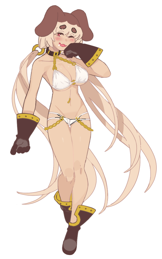 amai_umimaru bikini bikini_bottom boots boots_only gloves gloves_only indie_virtual_youtuber sea_slug sea_slug_girl smiling_at_viewer tan_body tanlines virtual_youtuber