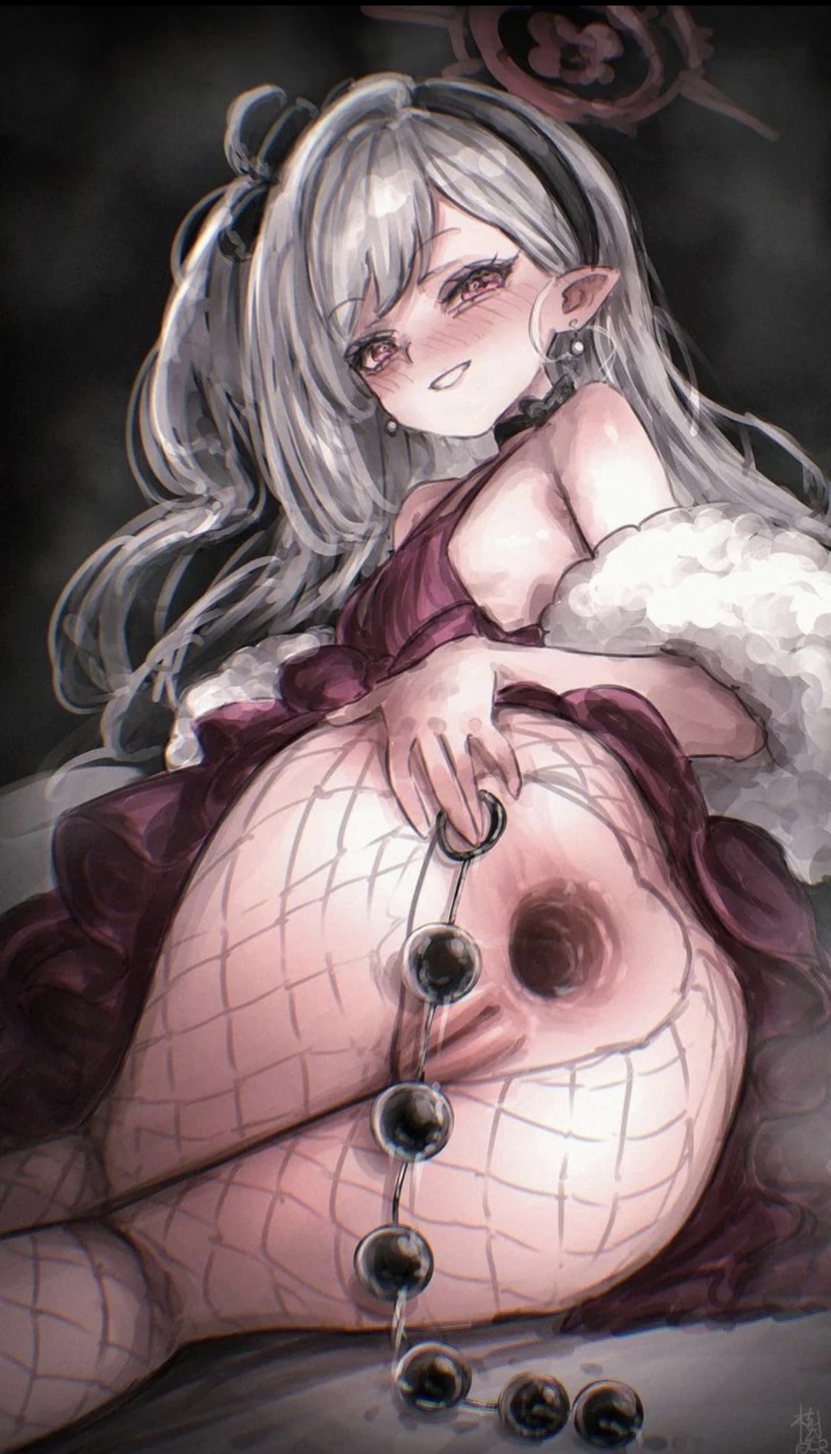 anal beads, autreeyah, blue archive, gaping anus, long hair, mutsuki (blue archive), tagme