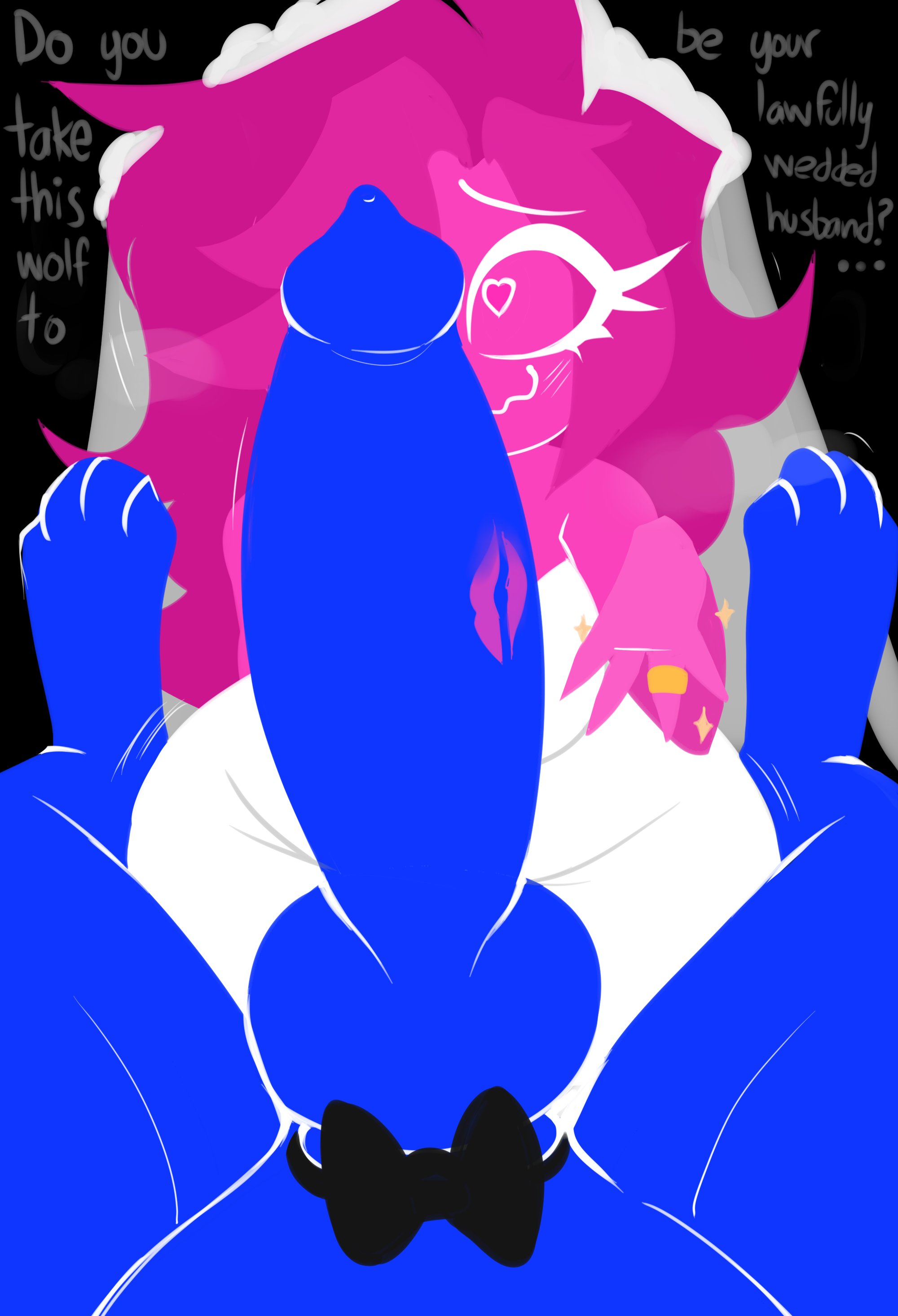2d, bestiality marriage, big breasts, big penis, canid, canine, canine genitalia, canine on human, canine penis, evilpala, eyelashes, female on feral, feral, feral on female, feral on human, feral pov, heart-shaped pupils, human, human female, human on feral, imminent bestiality, imminent oral, imminent sex, in love, knot, knotted penis, large breasts, lipstick mark, lipstick on penis, loving it, marriage, married couple, married to feral, mascara, penis awe, penis on face, pov, romantic, romantic couple, tagme, warning sign person, wedding, wedding dress, wedding ring, wedding veil, wolf, zoophilia