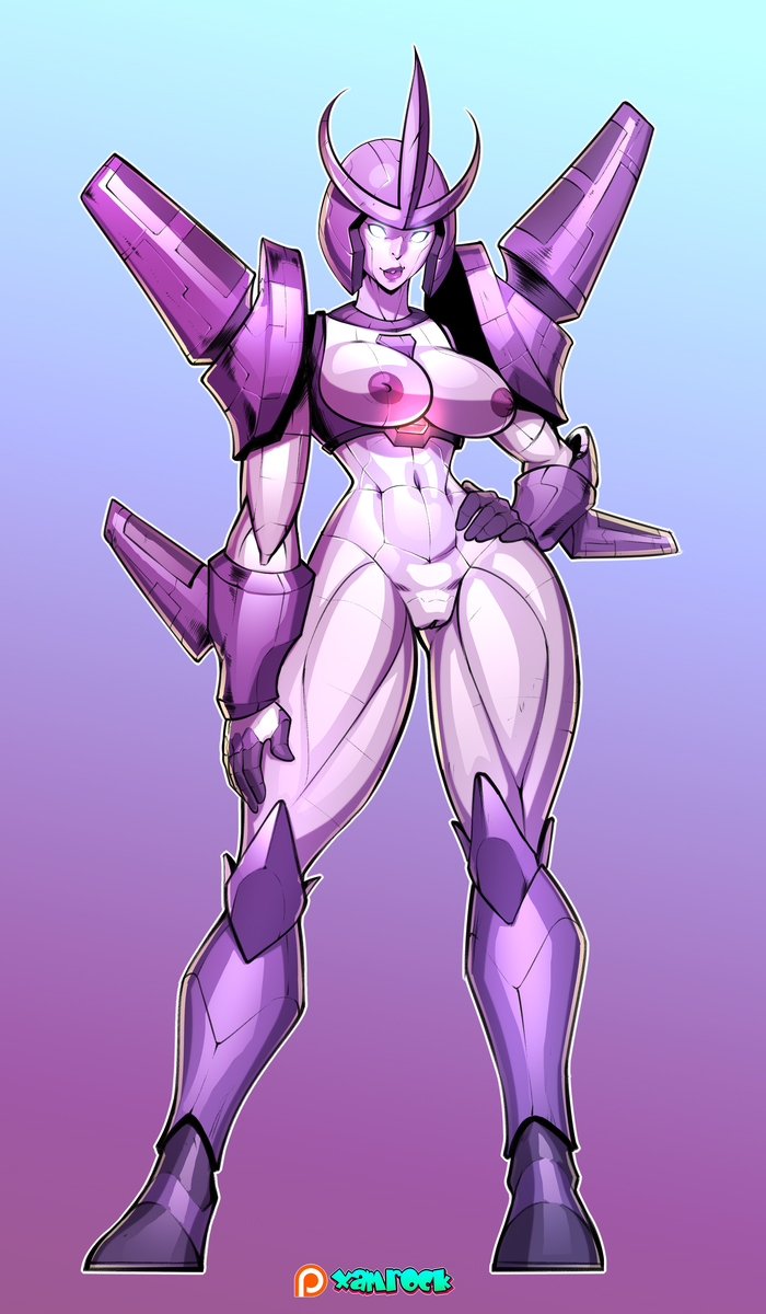 1girls, alien, alien girl, big breasts, breasts, curvy, curvy body, curvy female, curvy figure, curvy hips, cybertronian, fan character, female, female only, large breasts, machine, mechanical, nipples, purple lipstick, purple nipples, pussy, robot, robot girl, solo, solo female, thick legs, thick thighs, transformers, vagina, white body, white eyes, white skin, xamrock