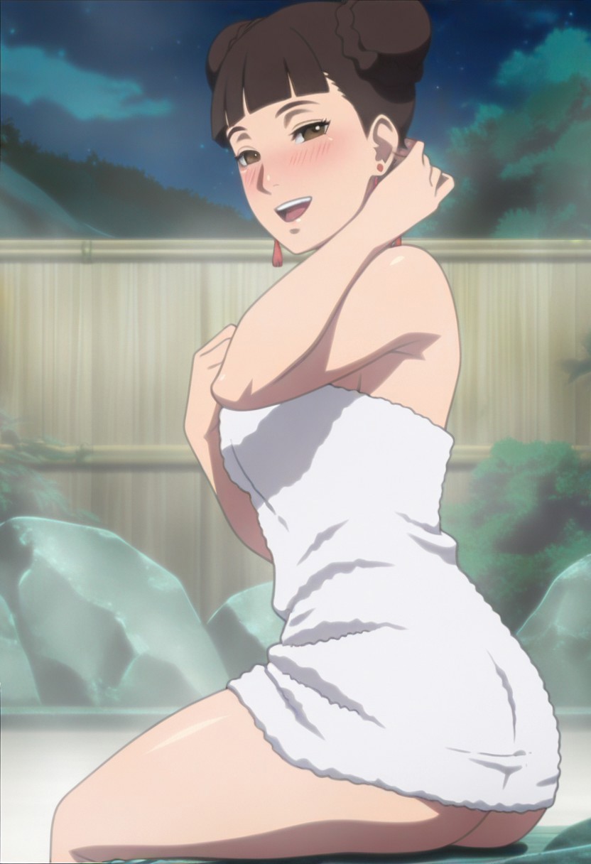 1girls accurate_art_style adjusting_hair against_natural_surface against_surface ai_generated anime_style ass ass_crack ass_focus ass_peek back_view bare_ass bare_back bare_shoulders bare_thighs barefoot barely_clothed bathing blunt_bangs blush boruto:_naruto_next_generations bottom_heavy breasts bubble_ass bubble_butt butt_crack double_bun earrings exposed_ass faithful_to_the_anime fat_ass female female_only from_behind functionally_nude functionally_nude_female highres hot_spring inviting inviting_to_sex jewelry light-skinned_female light_skin looking_at_viewer looking_back looking_back_at_viewer mature mature_female medium_breasts milf naked_towel naruto naruto_(series) naughty naughty_face naughty_smile on_knees onsen partially_submerged petite pinup presenting presenting_ass presenting_hindquarters rear_view rocks round_ass showing showing_ass sideboob smile soles solo solo_focus standing steam teasing tenten thick_ass thick_thighs thighs tied_hair toes towel towel_only twin_buns water white_skin white_towel wooden_wall