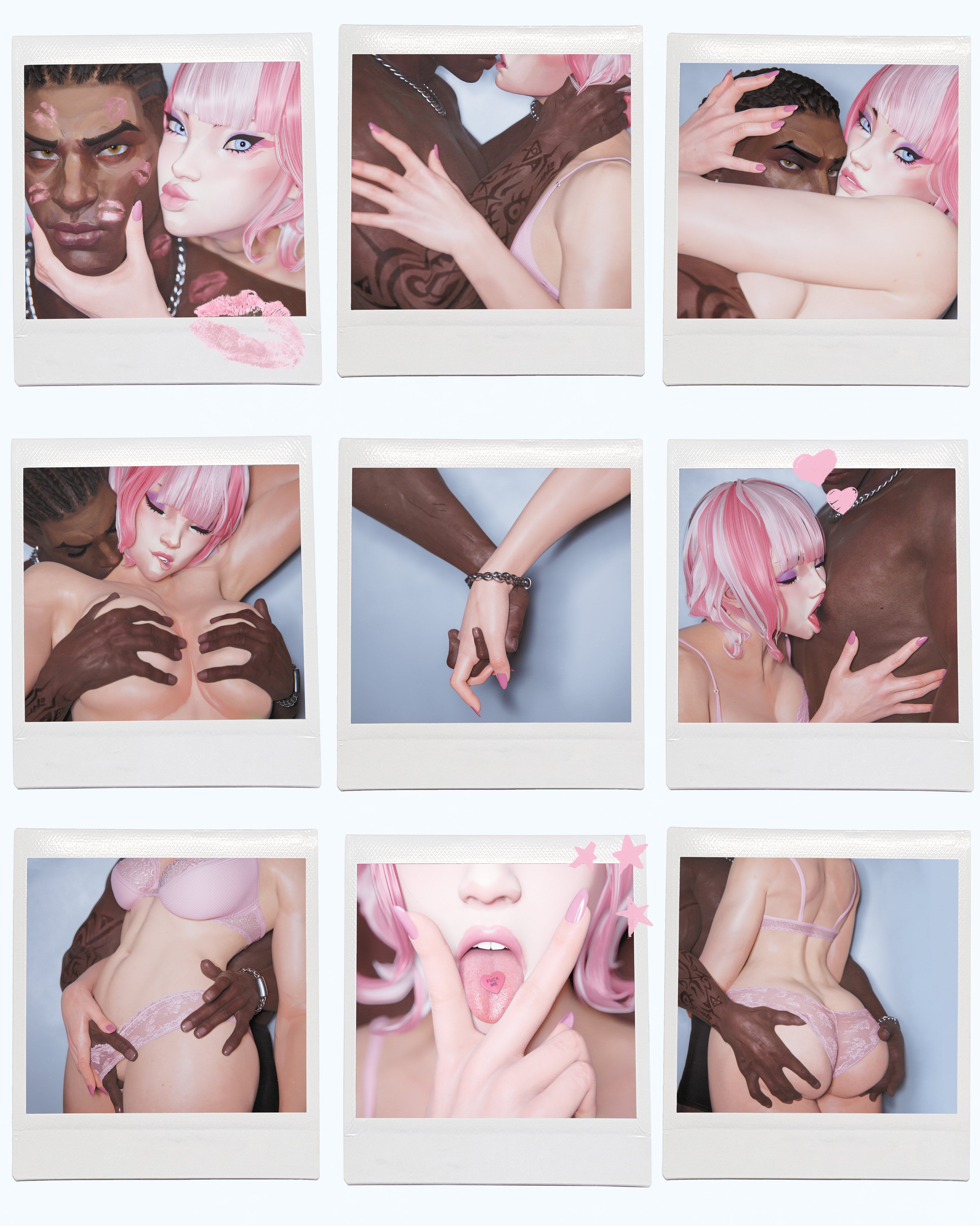1boy, 3d, asian female, black hair, blade (eric brooks), blade (marvel comics), blade (marvel rivals), blue eyes, couple, dark-skinned male, female, interracial, interracial sex, marvel, marvel comics, marvel rivals, nv3d, pink hair, psylocke, psylocke (marvel rivals), psylocke (sai) (daring daifuku), x-men