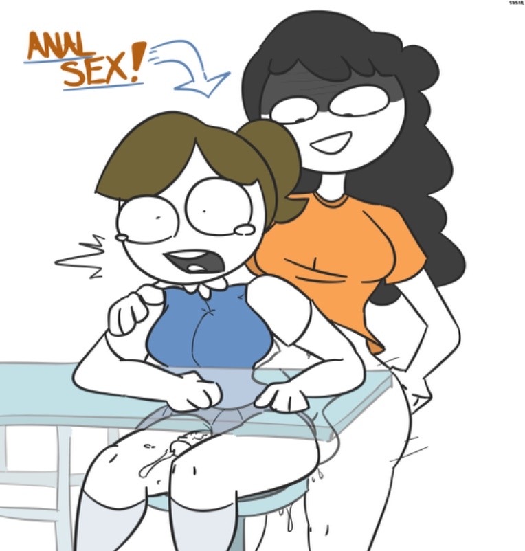 anal, anal sex, background character, big breasts, black hair, breasts, brown hair, bully, clothing, cum, cumshot, curvy, dubious consent, female, from behind position, futa on futa, futa only, futadom, futanari, intersex, partially clothed, prostate orgasm, questionable consent, rape, school, school uniform, schoolgirl, scribblejuice, sex, sitting, skirt, slobbyslapper, sssir, sssir8, student, surprise buttsex, surprised, teacher, teacher and student