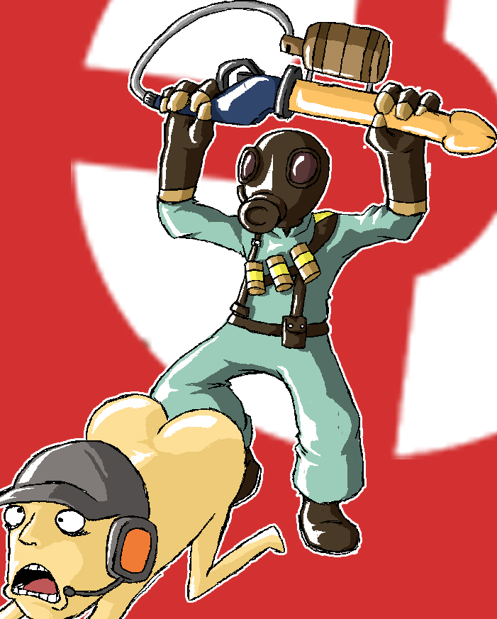 2d completely_nude completely_nude_male human human_male human_only korokuro male nude nude_male pyro pyro_(team_fortress_2) scout scout_(team_fortress_2) team_fortress_2 yaoi