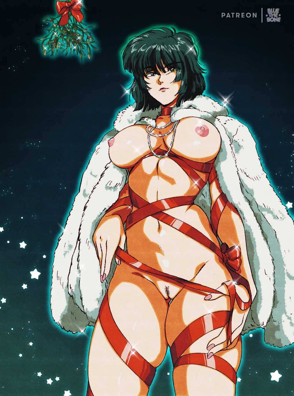 1girls, bluethebone, breasts, busty, female, female focus, female only, fubuki (one-punch man), hourglass figure, innie pussy, nipples, nipples outside, one-punch man, pinup, pinup pose, pose, posing, pubic hair, pussy, retro artstyle, solo, tagme, wide hips