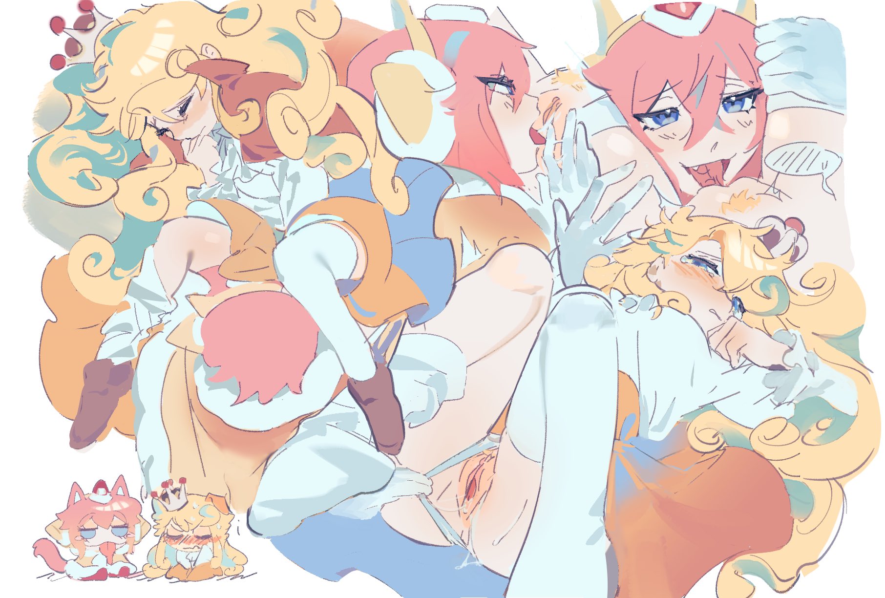2girls, aged up, cjay black21, cookie run, cookie run kingdom, cookie run ovenbreak, custard cookie iii, rule 63, strawberry crepe cookie, yuri