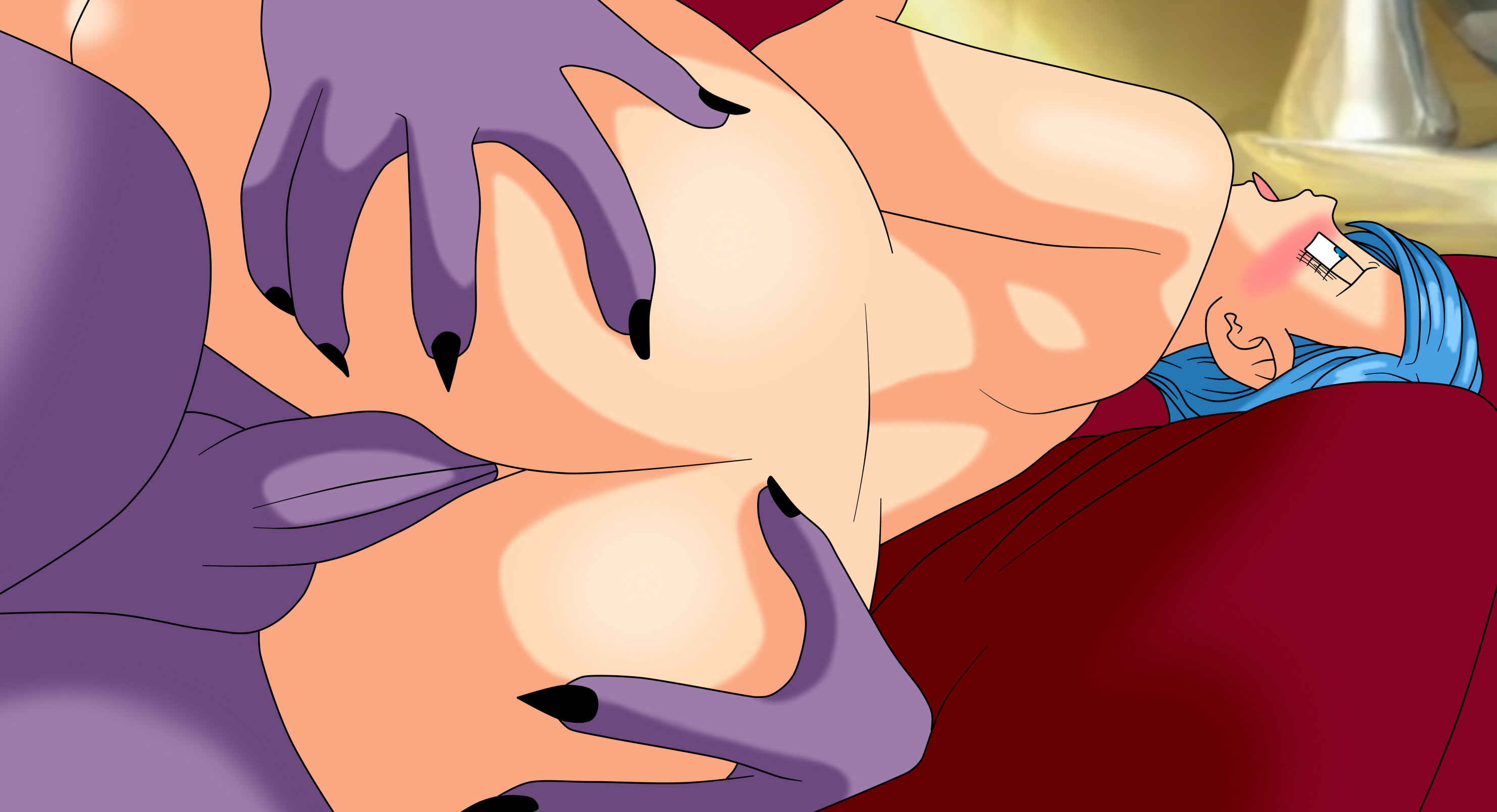 anal, anal penetration, anal sex, ass, bed, beerus, blush, blushing, bulma briefs, cum, cum in ass, cum inside, dragon ball, dragon ball super, female, male, naked, nude, penetration, setthh98, sex, straight