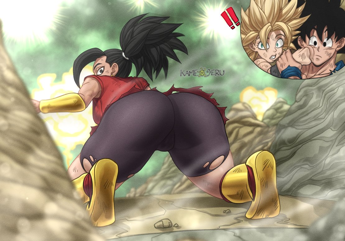 2girls ass big_ass boots butt caulifla dat_ass doggy_style dragon_ball dragon_ball_super female_saiyan goku kale kamekuzu kameseru male petite saiyan solo son_goku super_saiyan tournament_of_power universe_6/universe_7 universe_6_saiyan/universe_7_saiyan