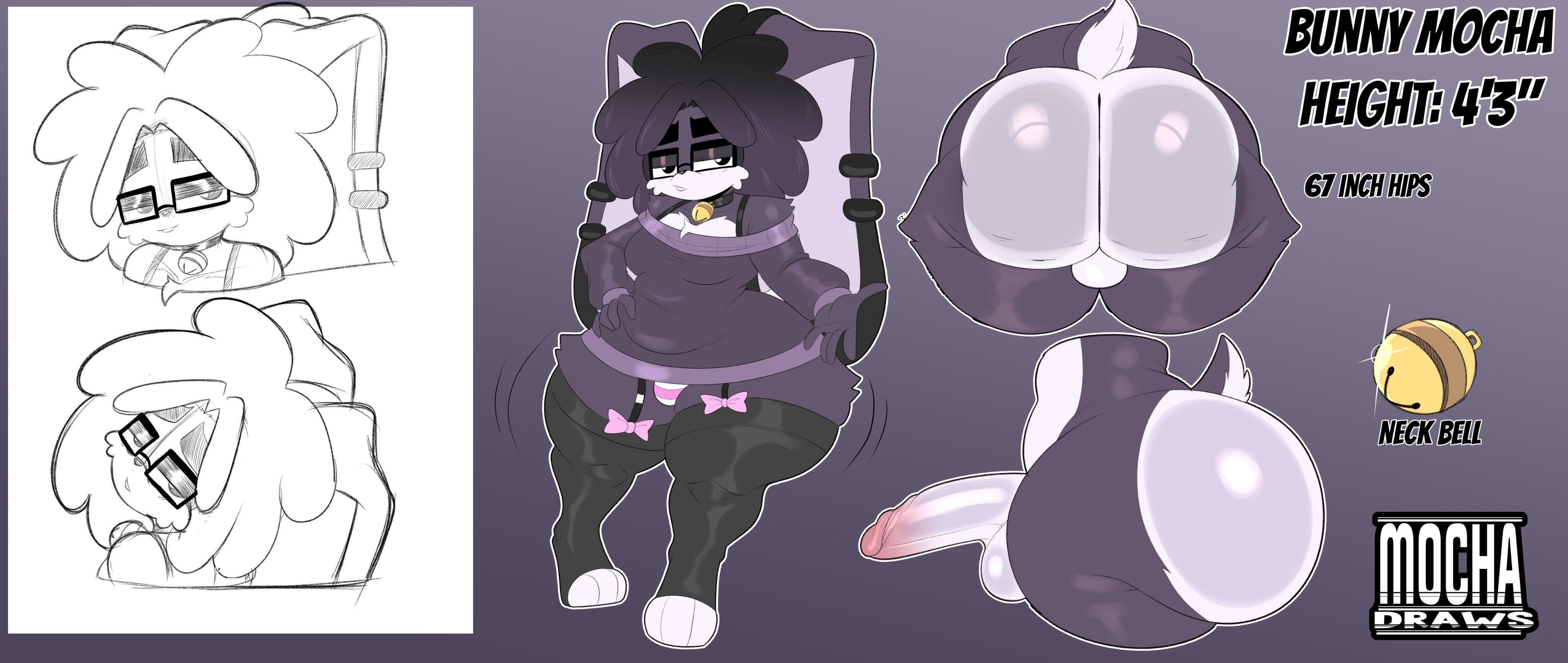 1boy, 1femboy, anthro, artist logo, big ass, big ass (male), big butt, big penis, bunny mocha (mocha draws), character request, cross samax, femboy, furry, huge ass, huge butt, male, male only, mocha draws, tagme (character)