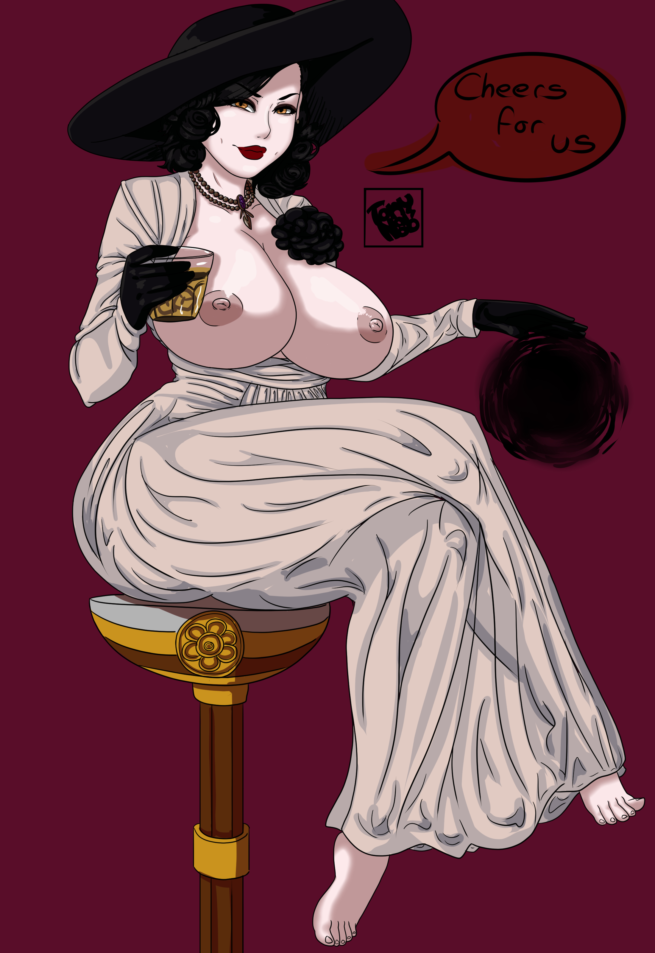 alcina dimitrescu, breasts, female, female only, hourglass figure, huge breasts, large breasts, nipples, resident evil, resident evil 8: village, solo, tonynoob