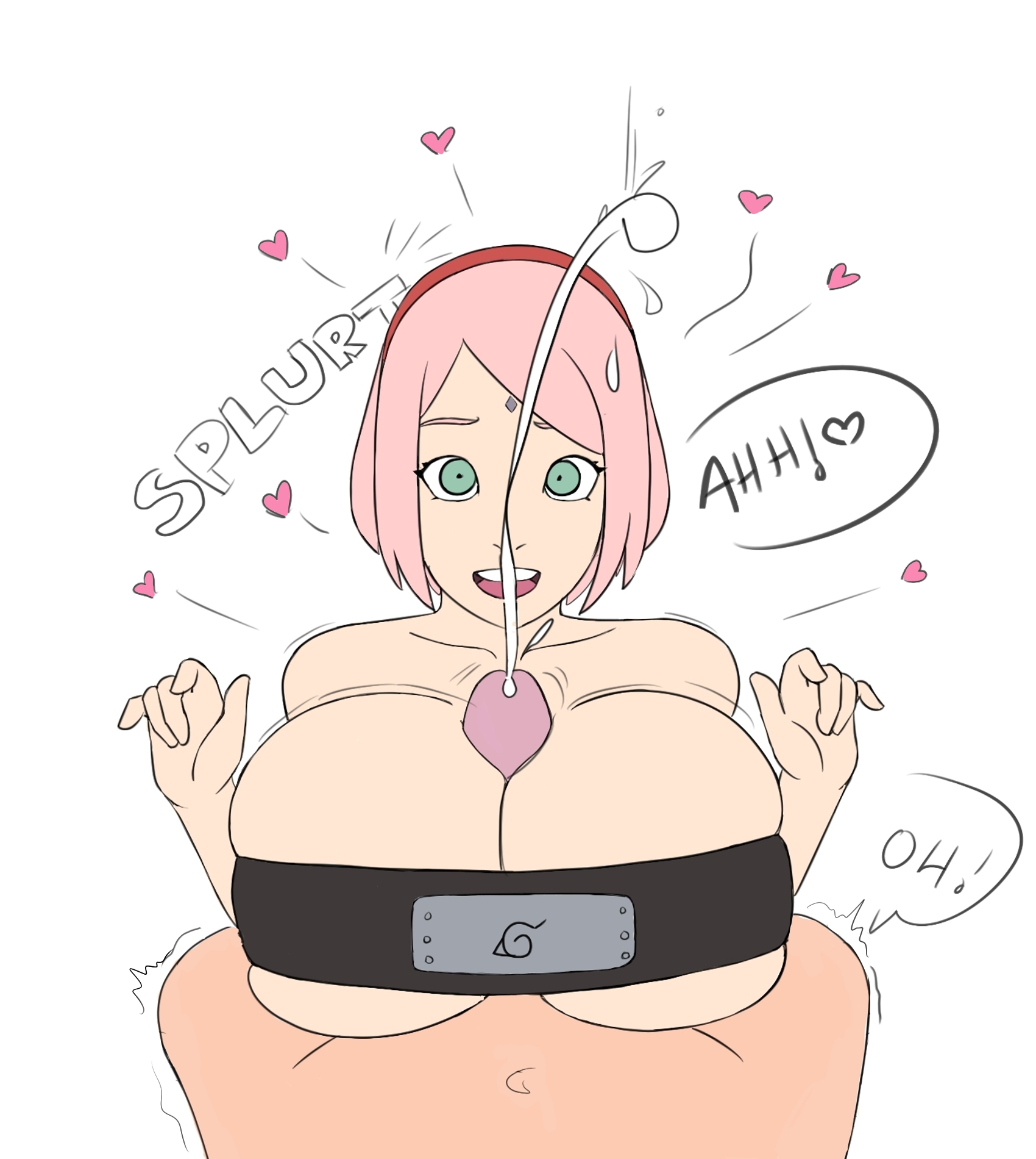 big breasts, big penis, biggies00, boruto: naruto next generations, breasts, busty, cheating, cheating husband, cheating wife, chest, cum, cumshot, cute, cute face, female, giant breasts, green eyes, heart, male, milf, naruto, naruto (series), netorare, ntr, oppai, outercourse, paizuri, penis, pink hair, sakura haruno, shounen jump, smile, smiling, surprised, tight clothing, unseen male face, white background