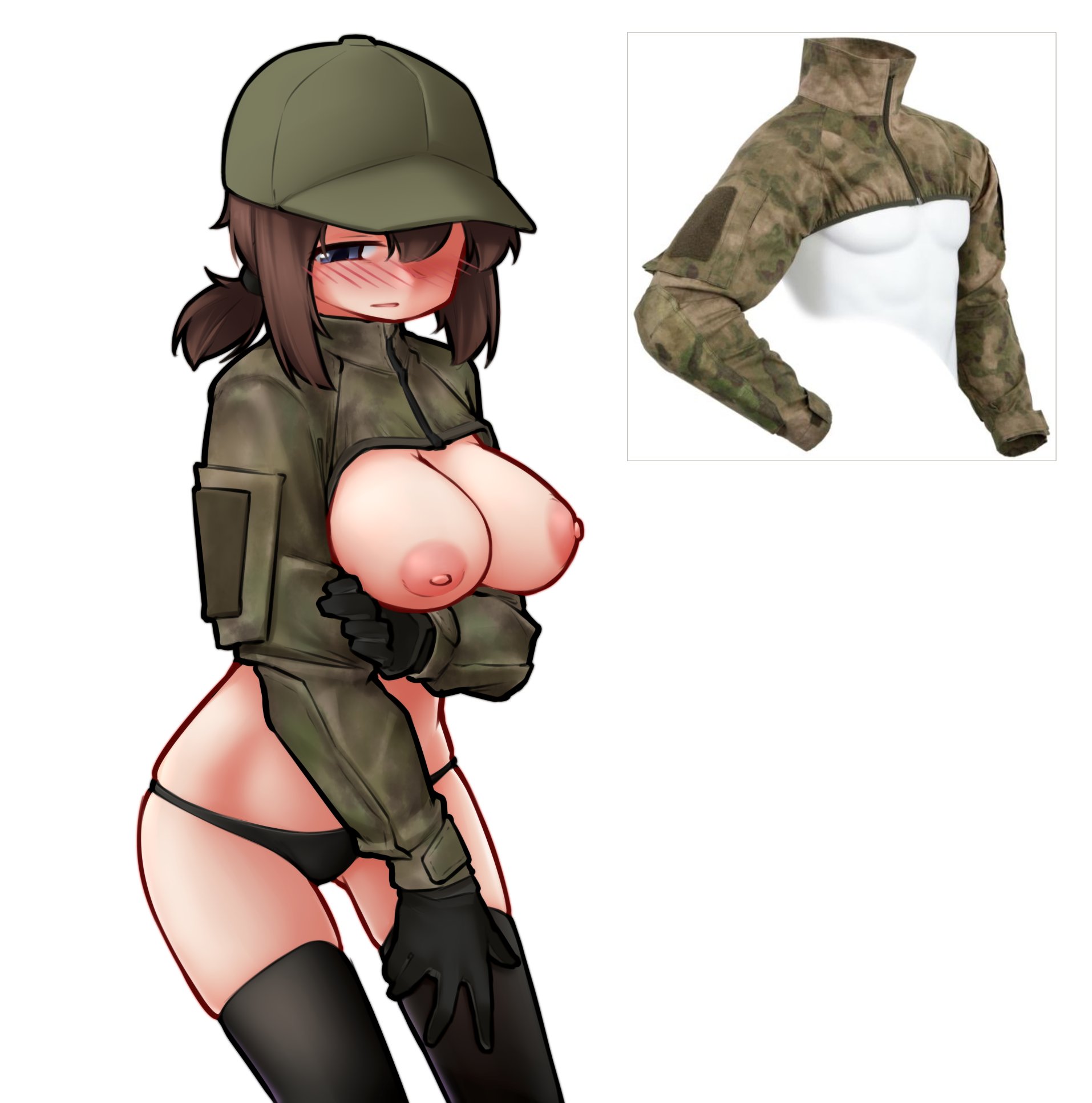 armedshipyard, bolero, breasts, escape from tarkov, large breasts, long sleeves, practically nude, tactical gear, tactical nudity, turtleneck
