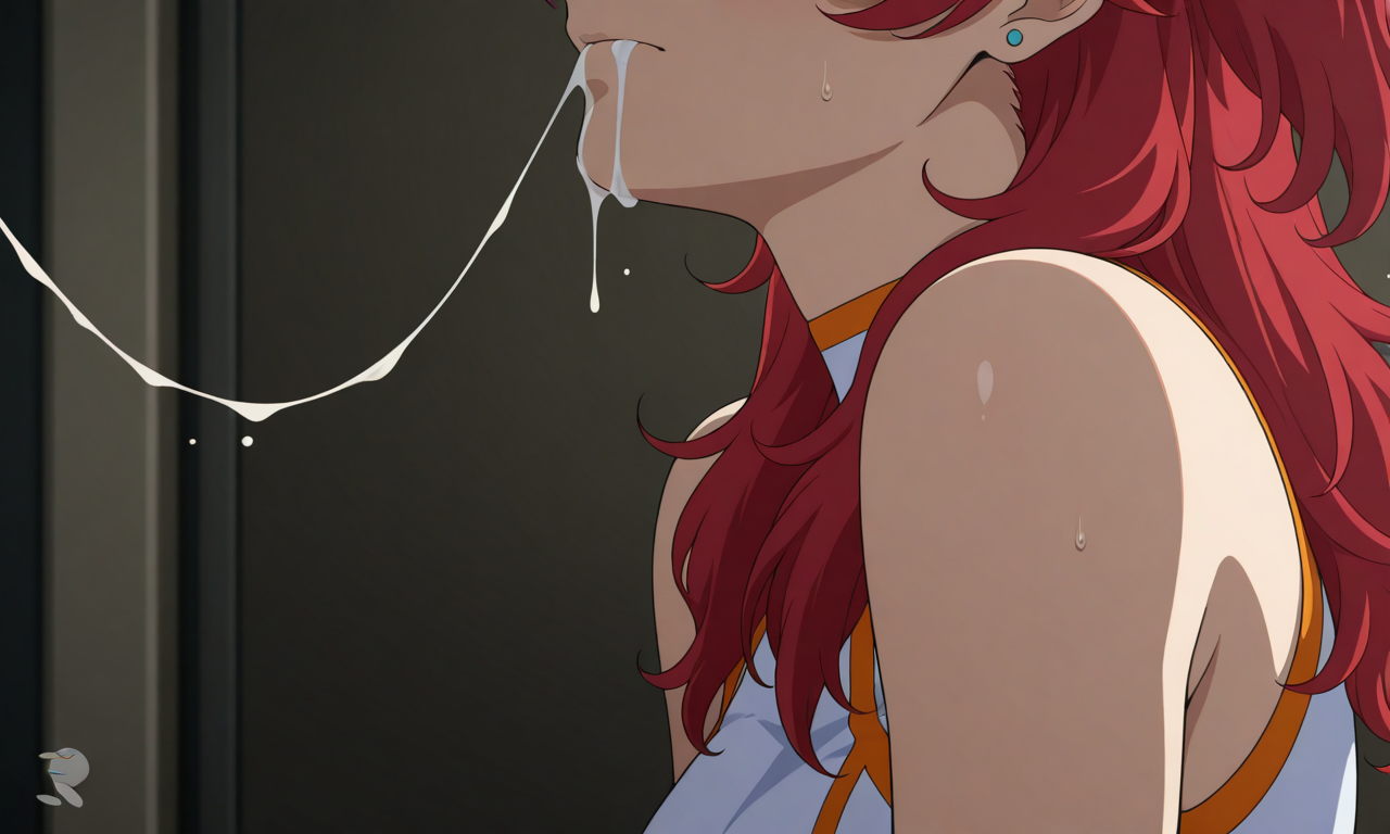 1girls, ai generated, cum, cum in mouth, cum trail, earrings, fellatio, ginger, ginger female, ginger hair, gundam 00, nena trinity, red hair, redhead female, stud earrings, twintails, twintails (hairstyle), villainess
