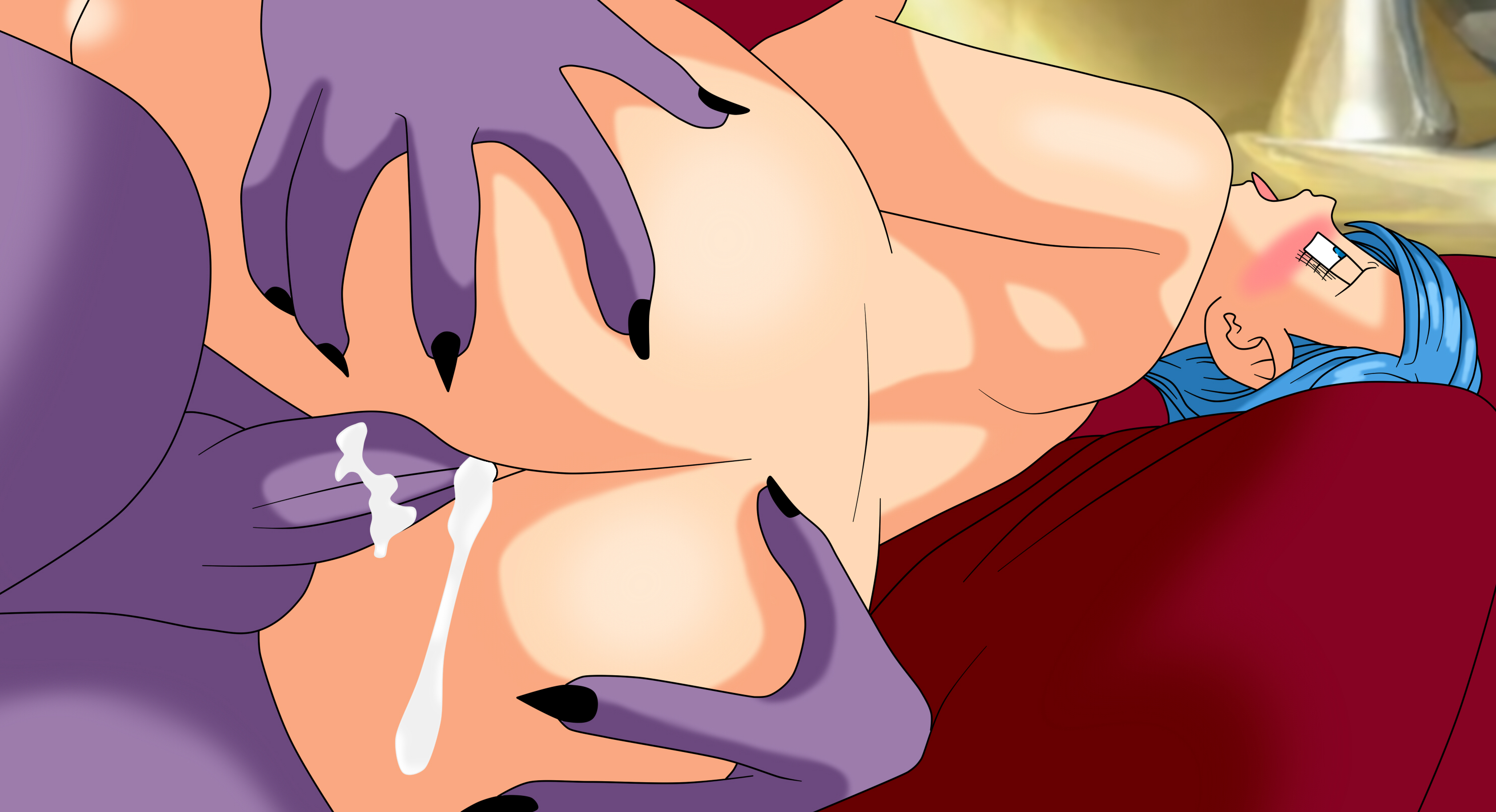 anal, anal sex, ass, bed, beerus, blush, bulma briefs, cum, cum in ass, cum inside, dragon ball, dragon ball super, female, naked, nude, penetration, setthh98, sex