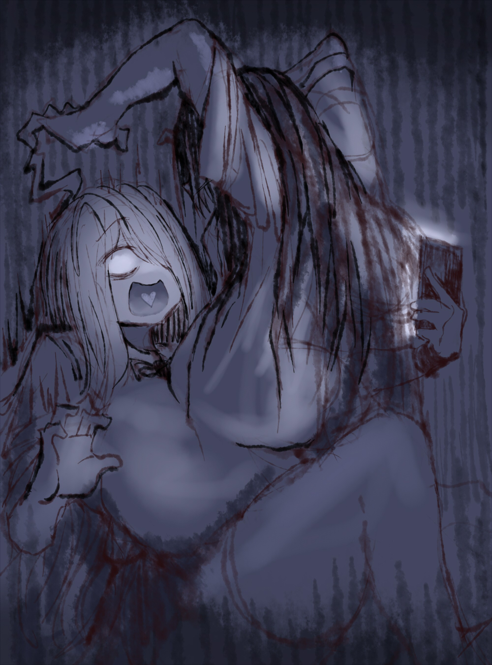 2b213, breasts, curvy, duo, eye bags, female, huge breasts, humor, mei (2b213), phone, source request, tagme, the ring, yamamura sadako, yuri