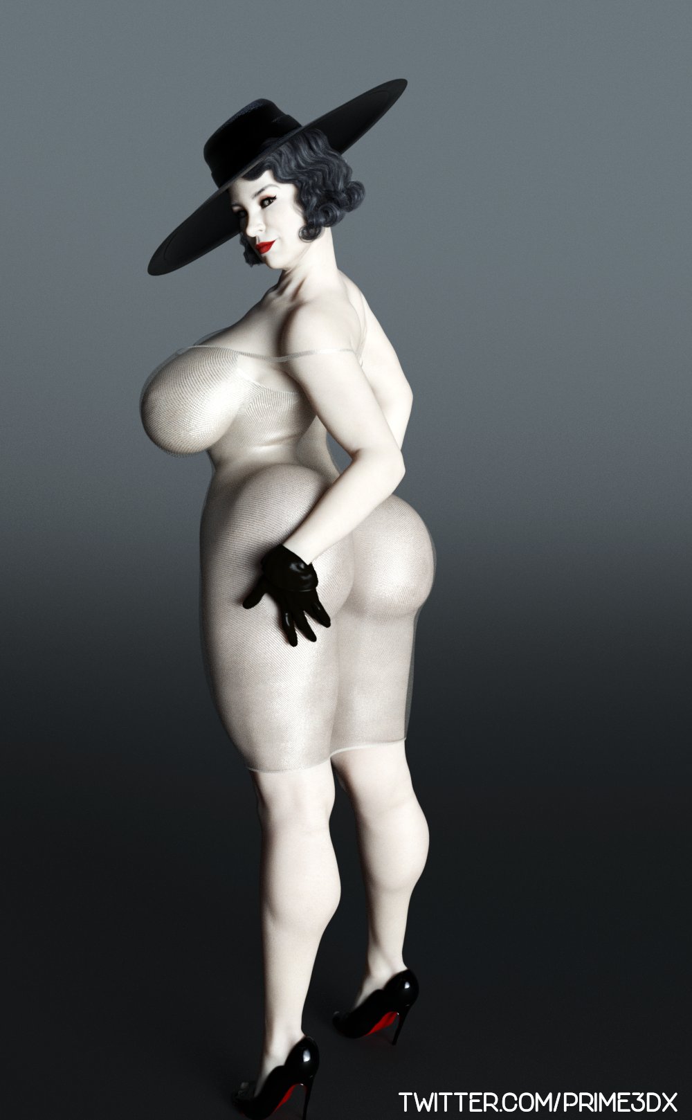 1girls, 3d, alcina dimitrescu, ass, big breasts, breasts, bubble ass, bubble butt, female, female only, high heels, huge ass, huge breasts, large breasts, prime3dx, resident evil, resident evil 8: village, thick thighs, wide hips