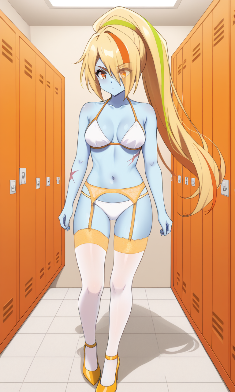 ai_generated bikini garter_belt locker_room nikaidou_saki stockings zombie zombie_girl zombie_land_saga