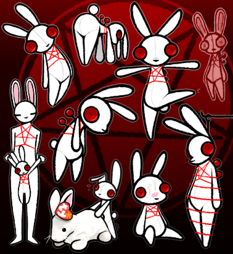 aliasing animate_inanimate anthro anthro_on_feral blush bodily_fluids bondage bondage bound button_(fastener) button_eyes digital_media_(artwork) doll feral fur genital_fluids hanged kama_(wendigoop) lagomorph leporid male mammal nude null occult_symbol pentagram plushie rabbit restraints rope rope_bondage rope_harness sex simple_background sketch_page solo symbol tail voodoo voodoo_doll wendigoop white_body white_fur zoophilia