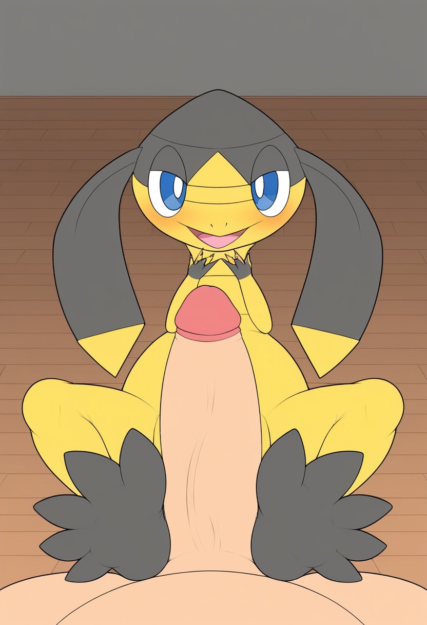 ai_generated blush feet foot_play footjob happy helioptile pawjob paws pokemon pokemon_(species) pov trainer uncensored