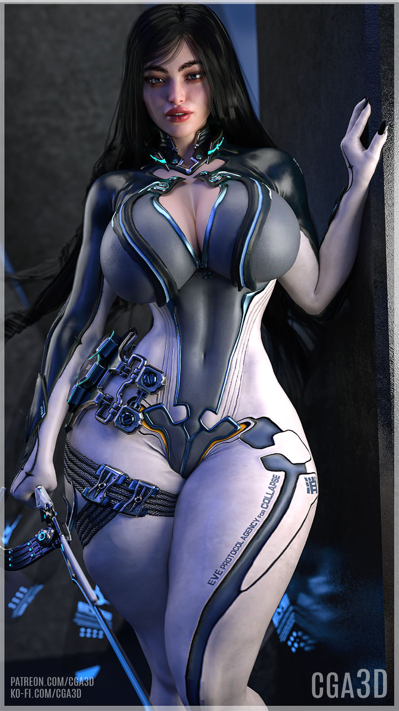 1girls, 3d, 3d (artwork), 3d model, 3d render, alternate version available, android, android girl, artist name, ass, bangs, big ass, big breasts, black hair, bodysuit, breasts, brown eyes, cga3d, child bearing hips, cleavage, clothed, clothed female, clothing, curvaceous, curvaceous female, curvaceous figure, curves, curvy, curvy body, curvy female, curvy figure, curvy hips, curvy thighs, detailed background, erotichris, female, female focus, female only, fit, fit female, front view, fully clothed, gynoid, holding object, holding weapon, hourglass figure, huge ass, huge breasts, large ass, large breasts, light skin, light-skinned female, long hair, looking at viewer, pale skin, pale-skinned female, patreon logo, raven (stellar blade), shift up, shiny, shiny clothes, shiny skin, skin tight, skindentation, skinsuit, solo, solo female, solo focus, sony interactive entertainment, stellar blade, thick thighs, tied hair, tight clothes, tight clothing, tight fit, toned, toned body, toned female, video game, video game character, video game franchise, voluptuous, voluptuous female, watermark, weapon, wide hips