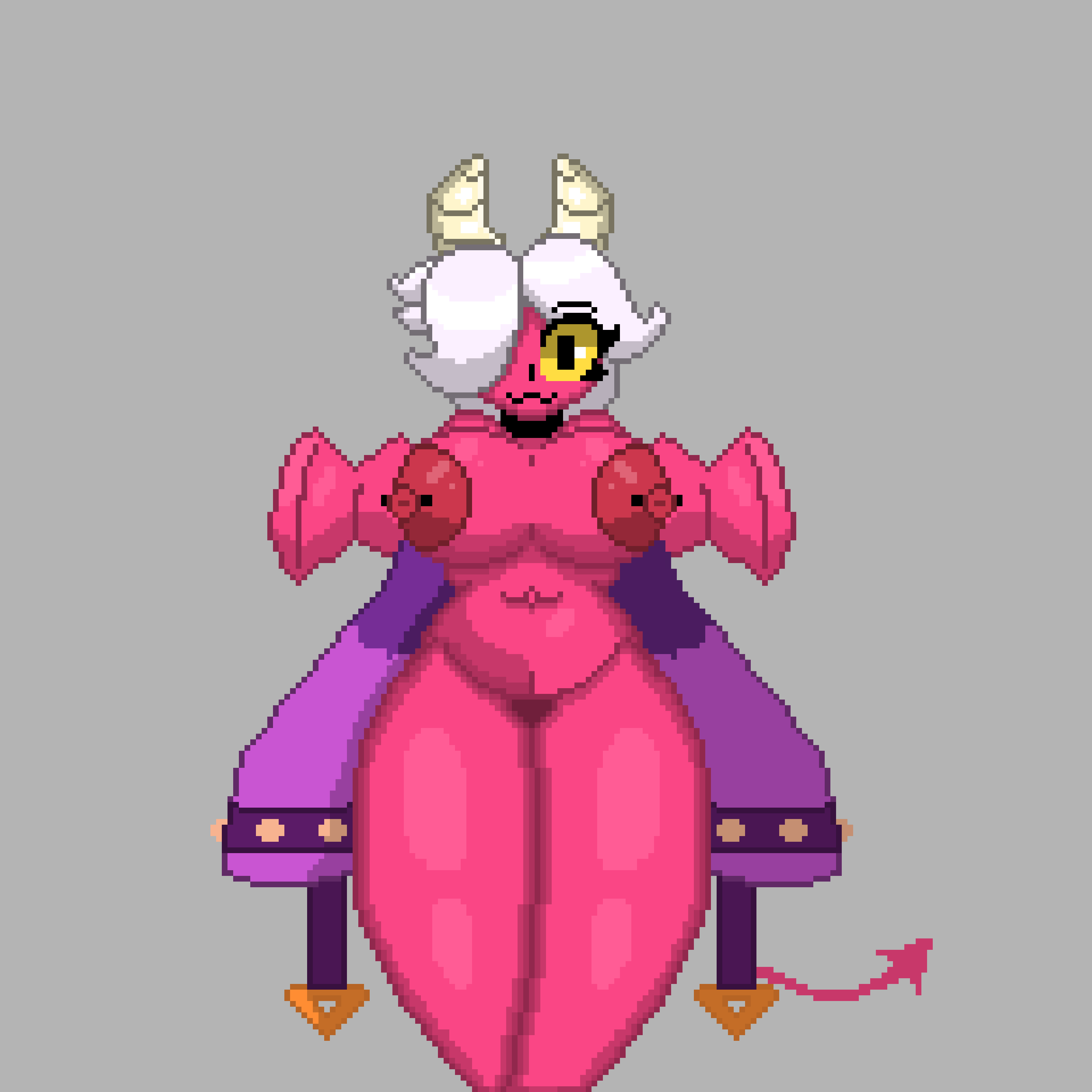 1girls big_breasts brawl_stars colette_(brawl_stars) female female_only horns pixel_art pumpkinz6 pussy tail trixie_colette_(brawl_stars) white_hair wings yellow_eyes